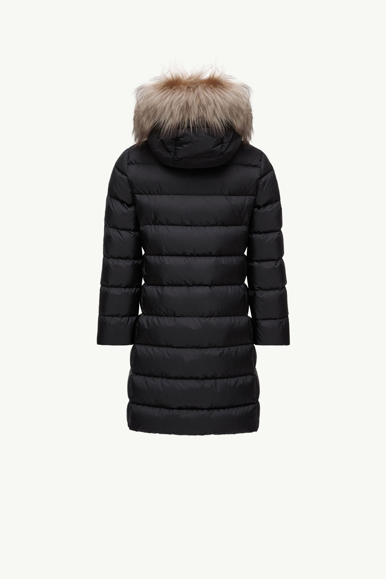 Abelle Daunenjacke mit Shearlingbesatz und Kapuze Mädchen Schwarz & Beige Moncler 2