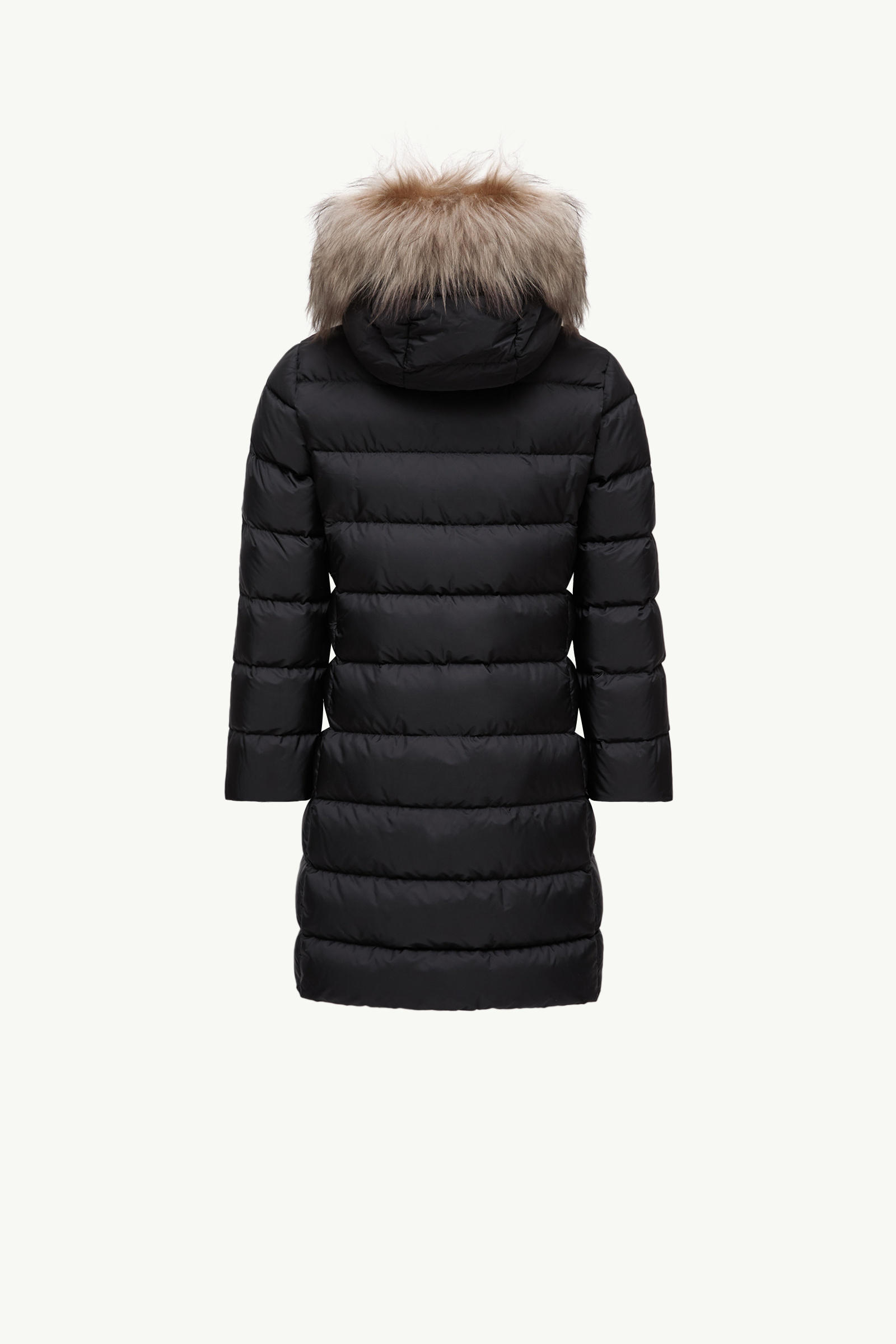 Abelle連帽羔羊毛飾邊羽絨外套 女童 黑色和米色 Moncler 2