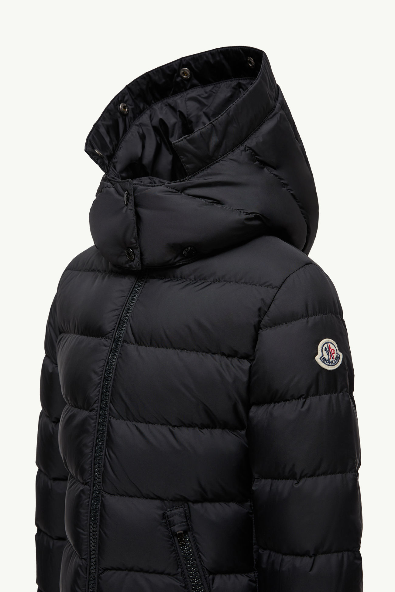 Abelle Daunenjacke mit Shearlingbesatz und Kapuze Mädchen Schwarz & Beige Moncler 3