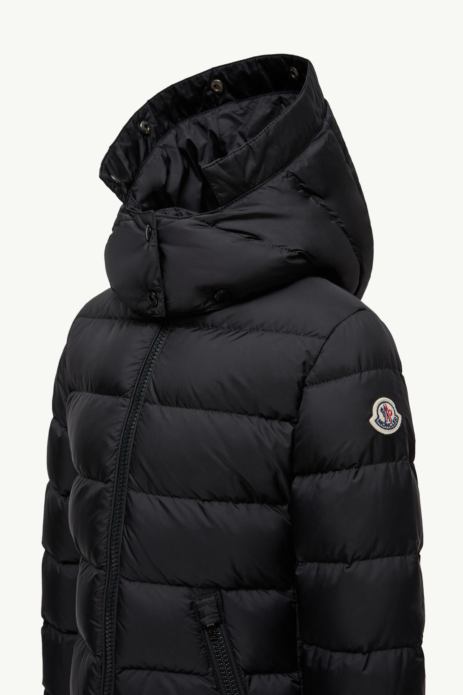 Abelle Hooded Shearling-Trimmed Down Jacket Girl Black & Beige Moncler 3