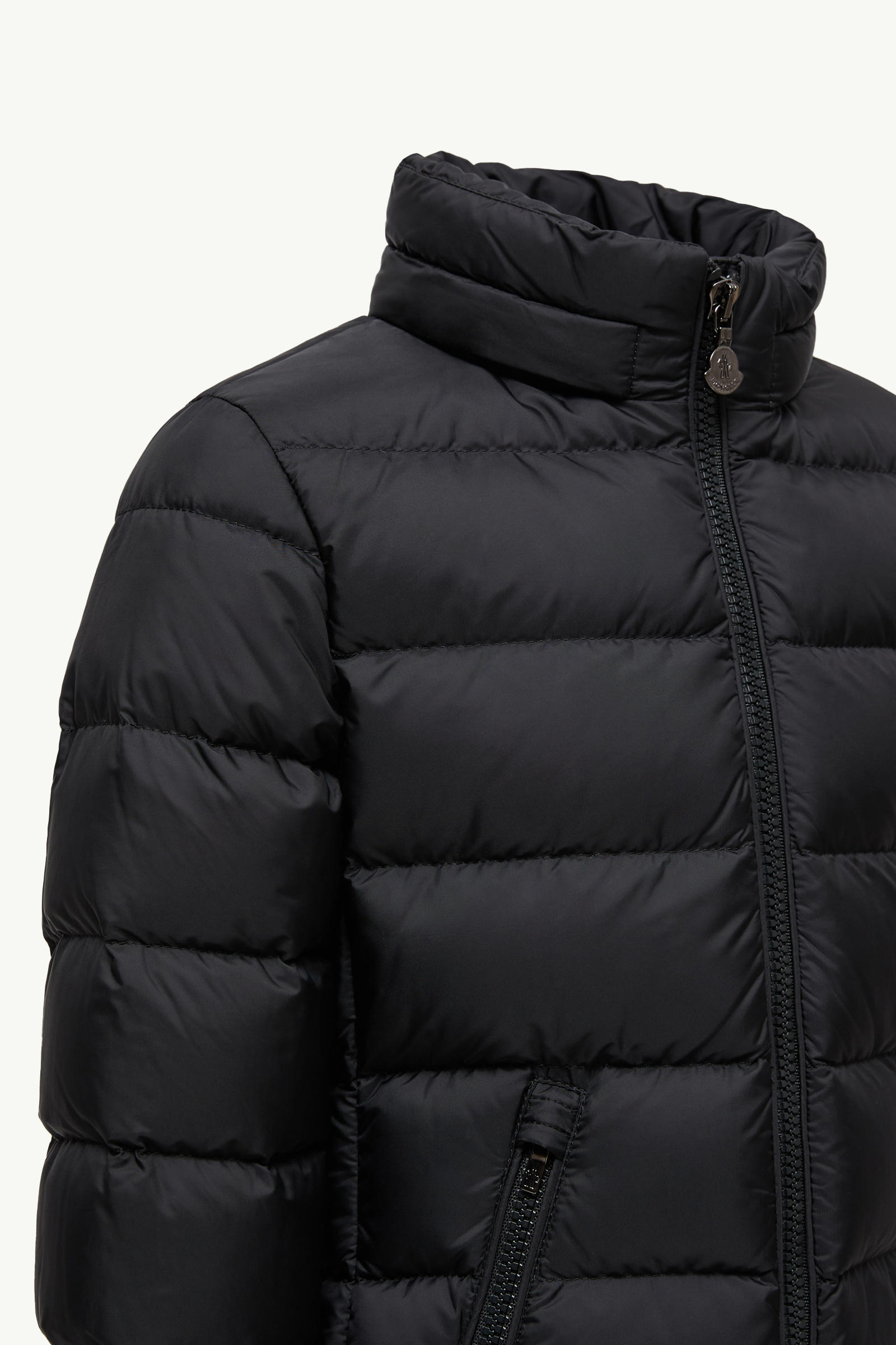 Abelle Hooded Shearling-Trimmed Down Jacket Girl Black & Beige Moncler 4