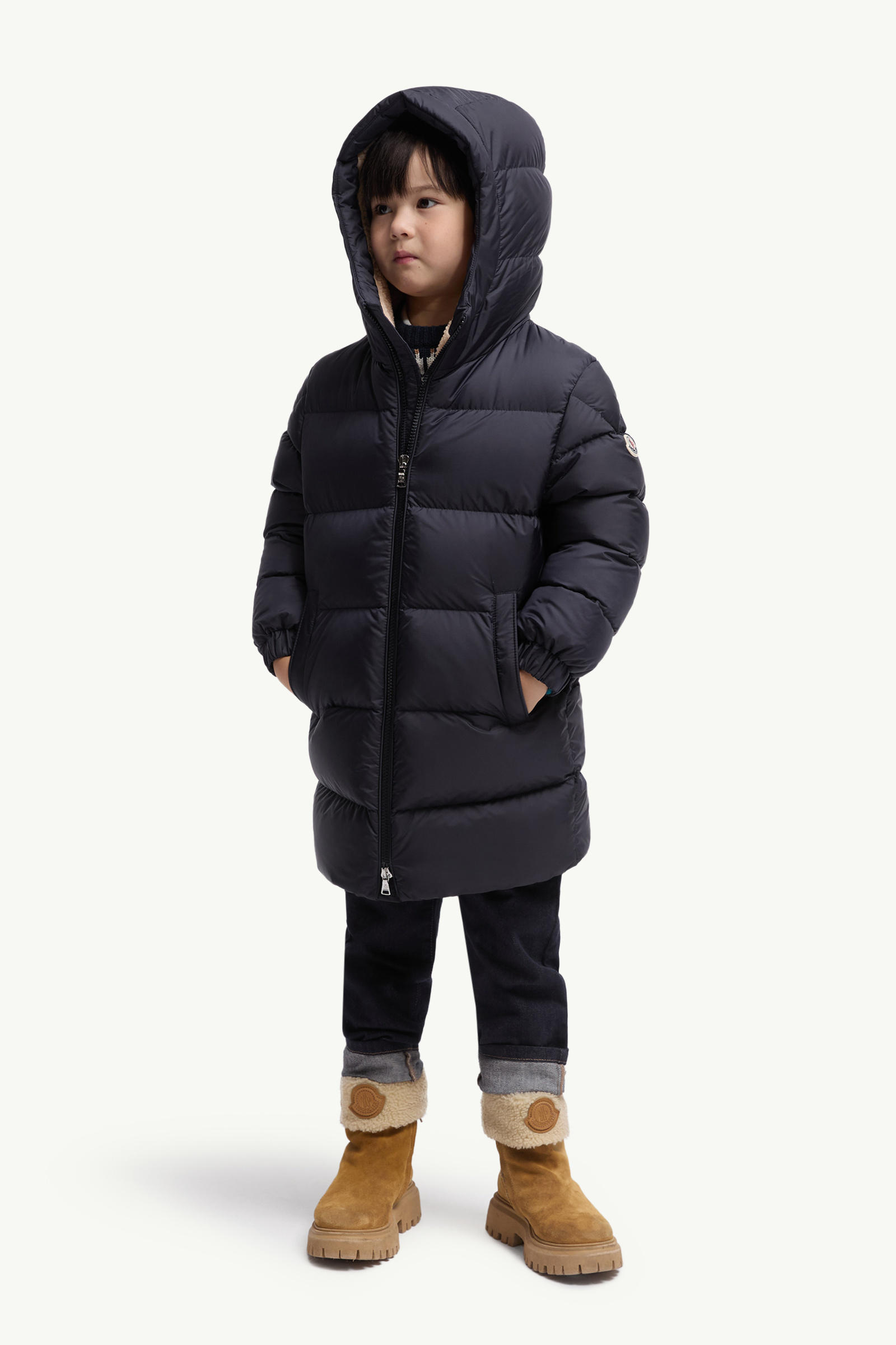 Lentinelle Hooded Down Jacket Boy Navy Blue Moncler 1