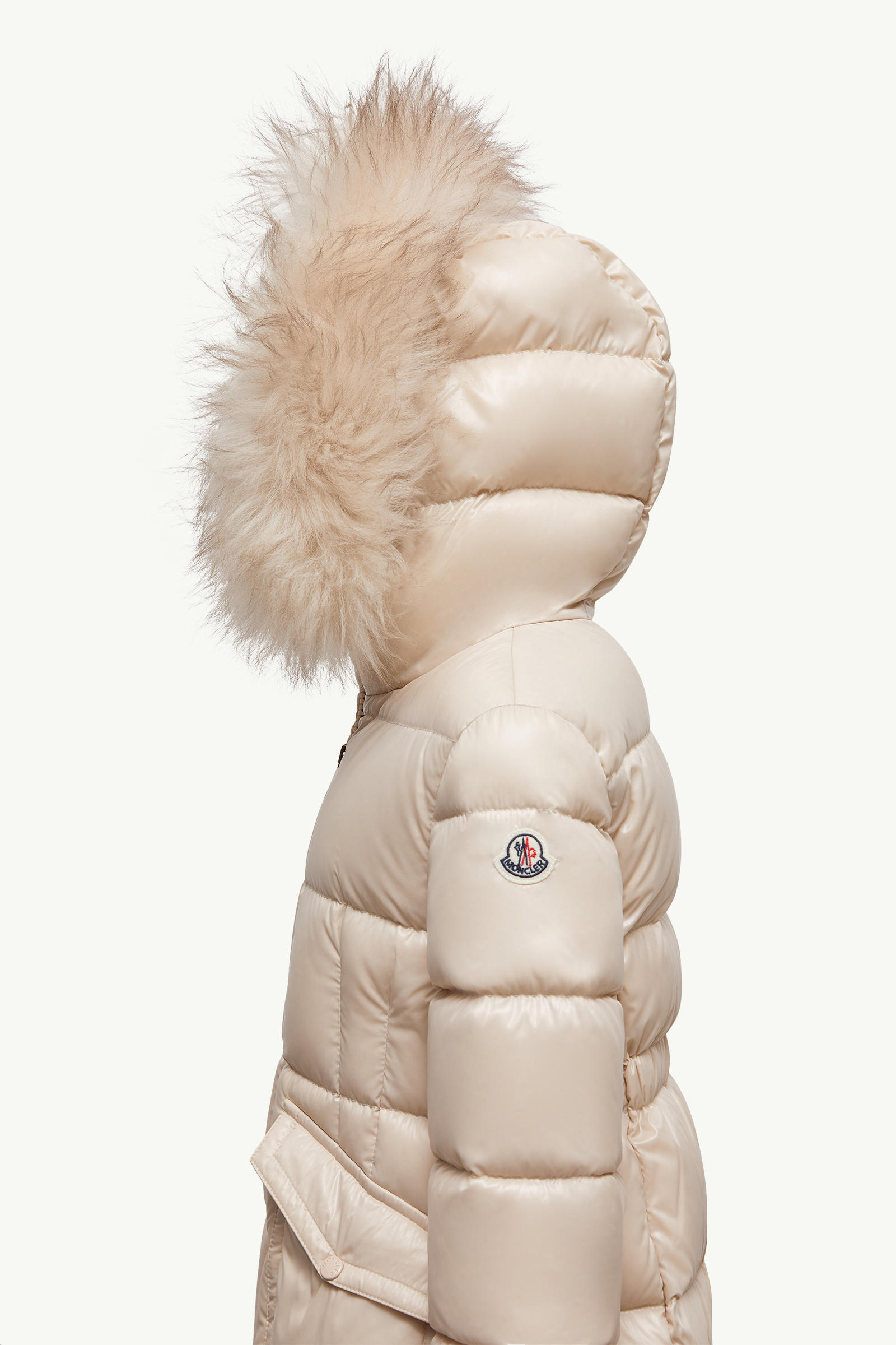 Aruna Shearling-Trimmed Hooded Down Jacket Girl Light Beige Moncler 2