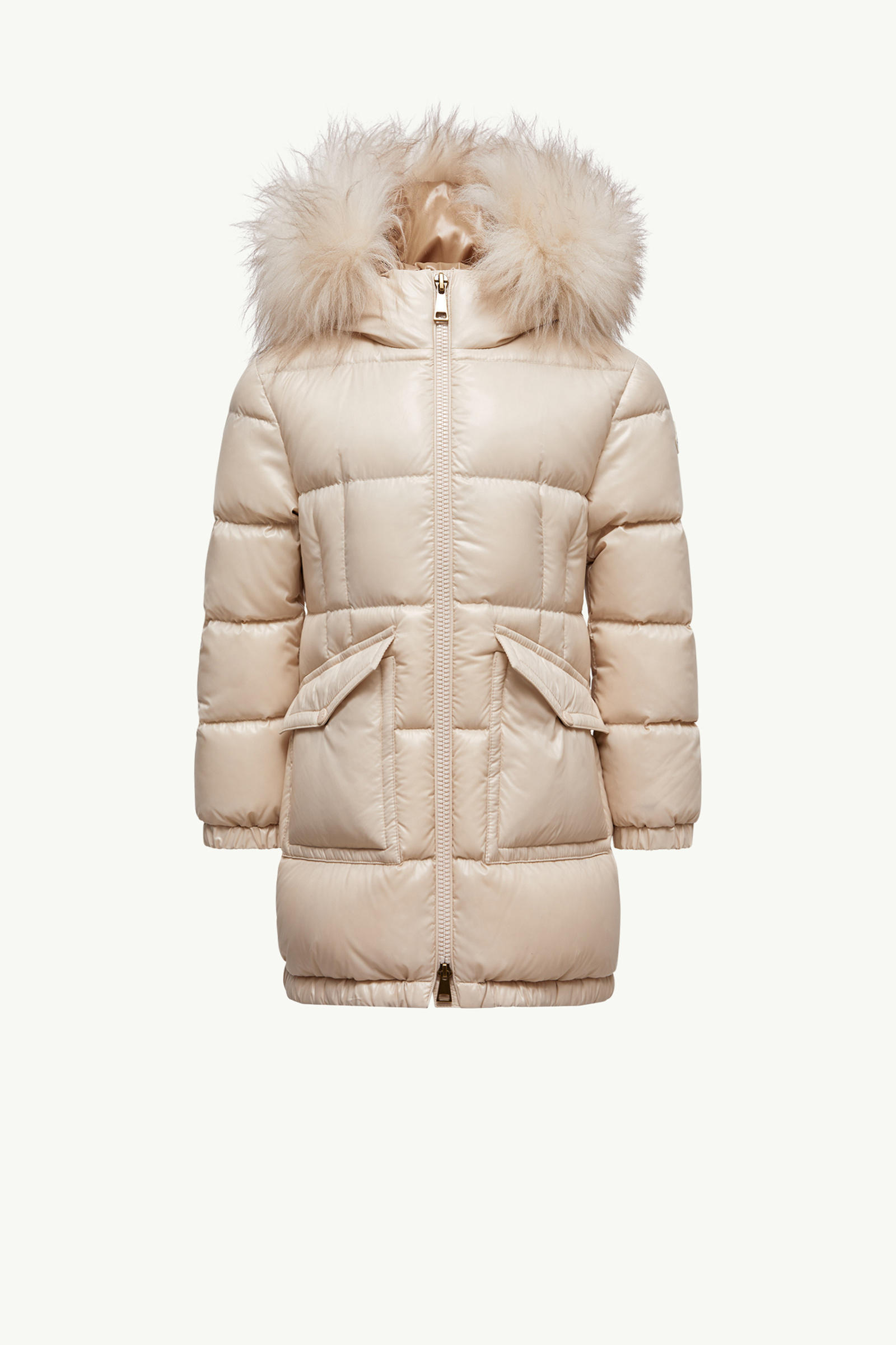 Aruna Shearling-Trimmed Hooded Down Jacket Girl Light Beige Moncler 0