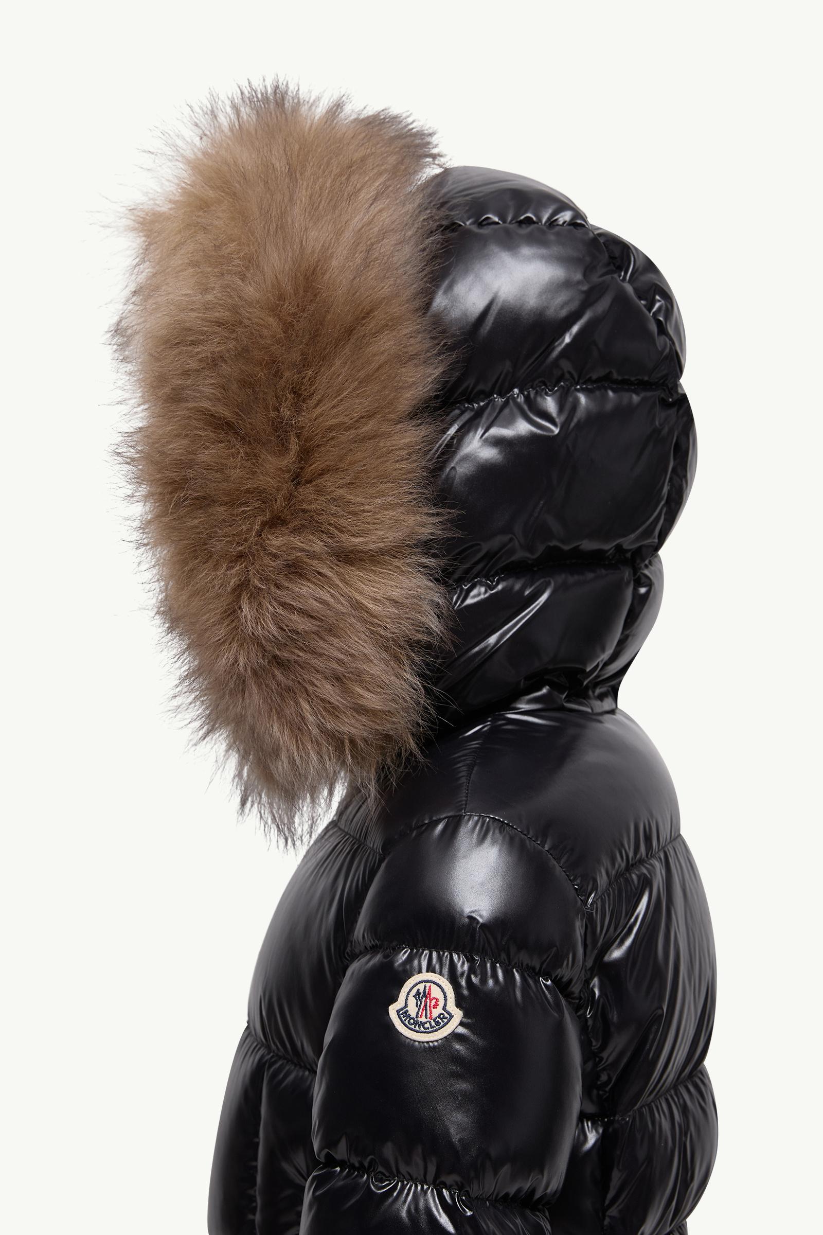 Aruna Shearling-Trimmed Hooded Down Jacket Girl Black & Beige Moncler 1