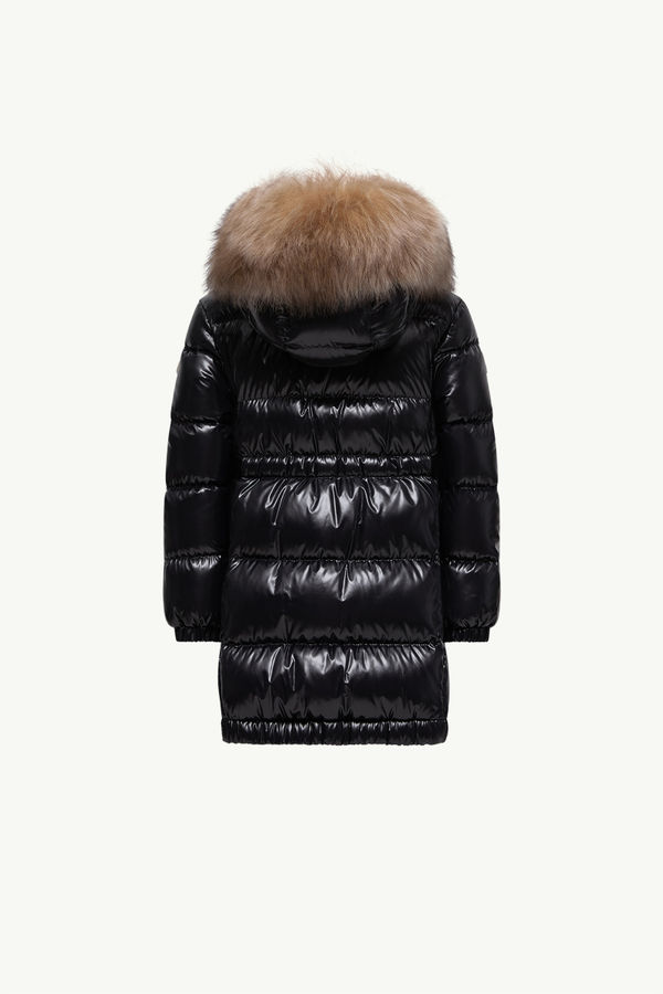 Aruna Shearling-Trimmed Hooded Down Jacket Girl Black & Beige Moncler 2