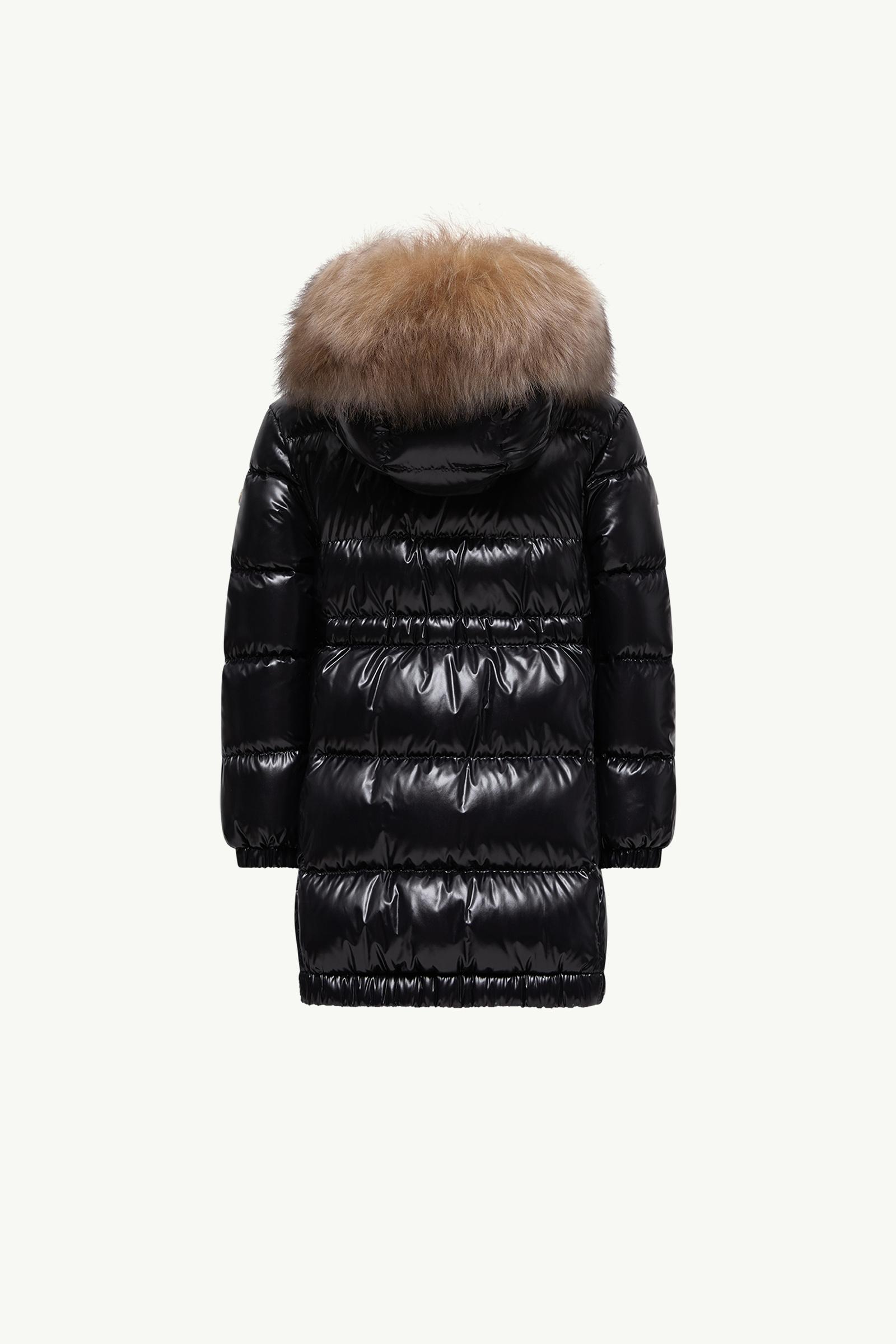 Black & Beige Aruna Shearling-Trimmed Hooded Down Jacket