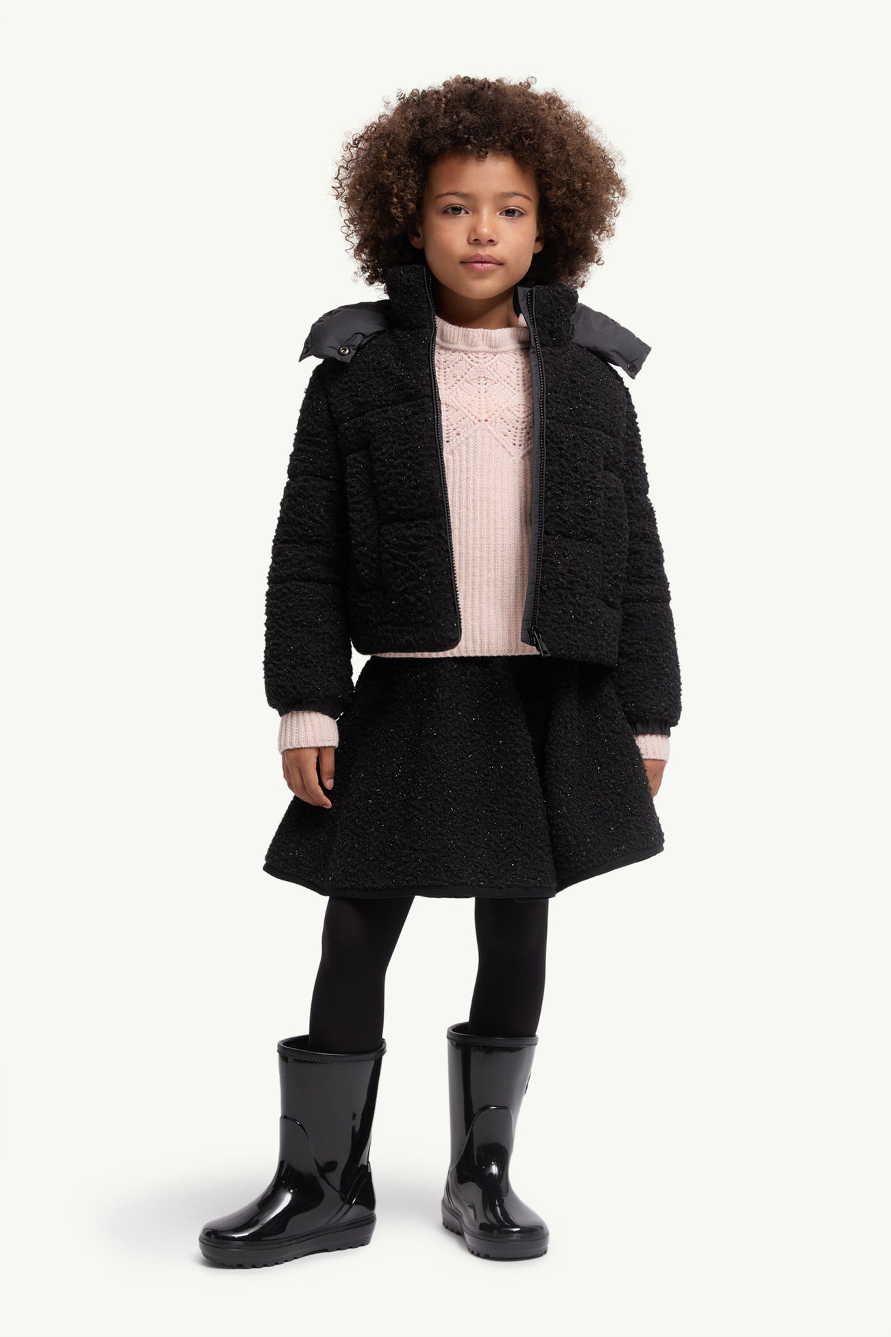 金屬色泰迪布半截裙 女童 黑色 Moncler 1