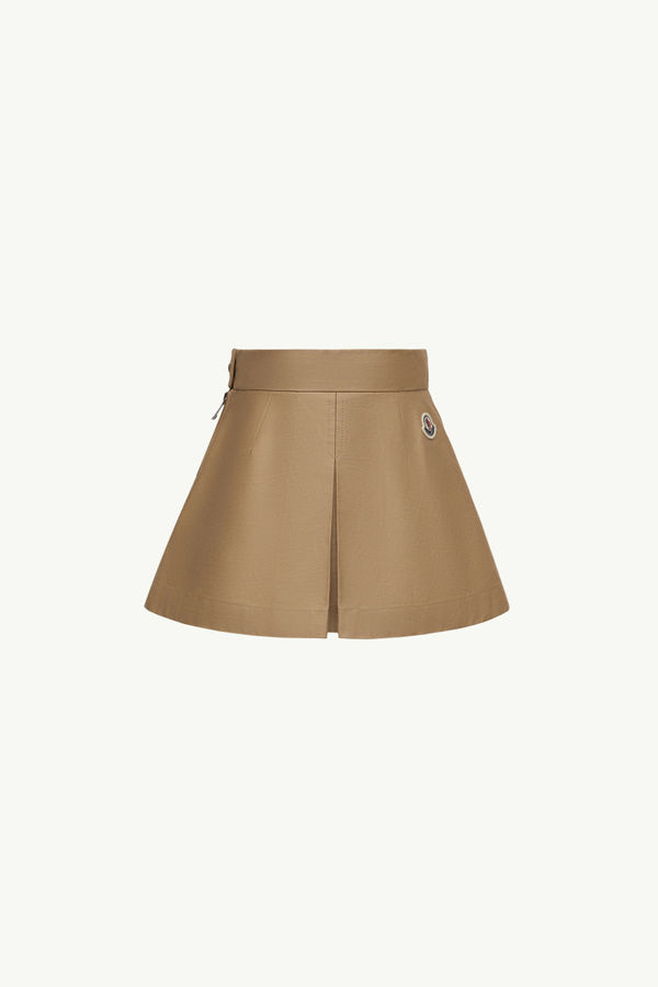 Pleated Cotton Gabardine Skirt Girl Beige Moncler 0