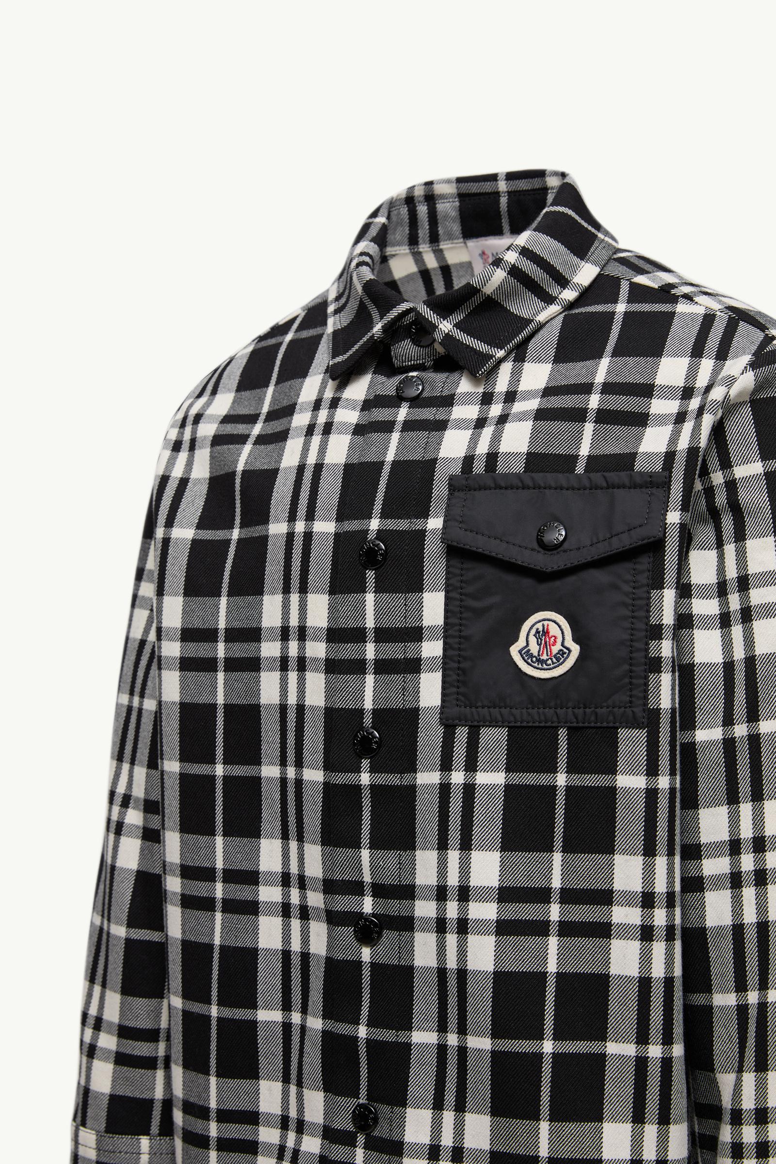 Checked Cotton Shirt with Pocket Boy Black & White Moncler 1