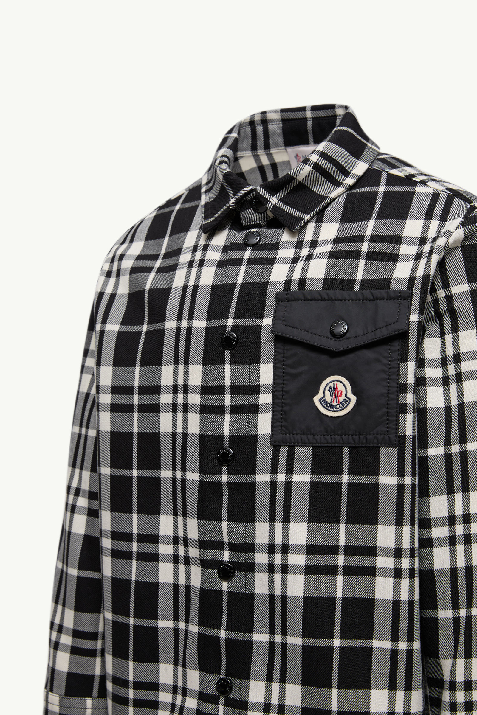 Checked Cotton Shirt with Pocket Boy Black & White Moncler 1