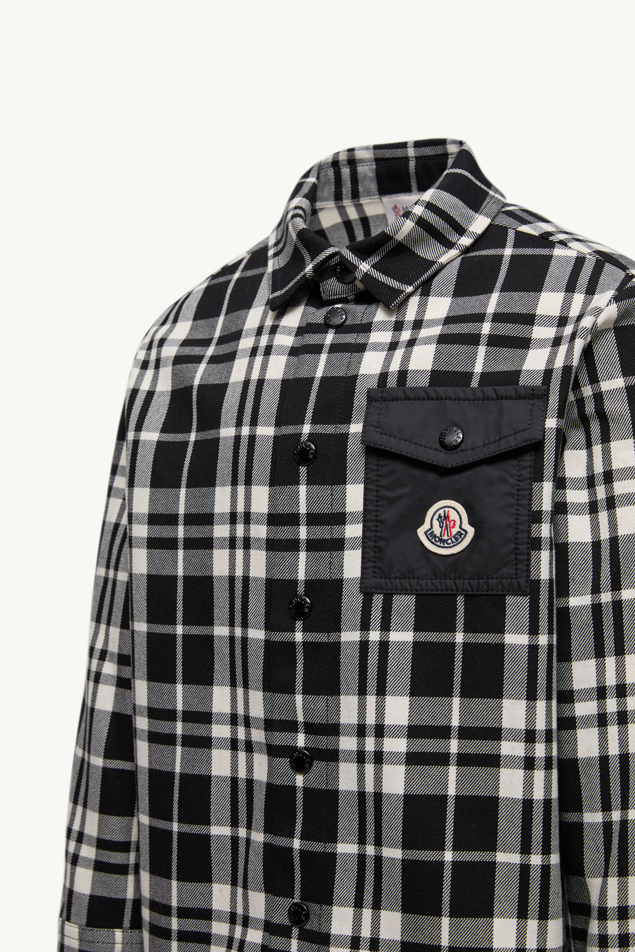 Chemise en coton à carreaux avec poche Garçon Noir & Blanc Moncler 1