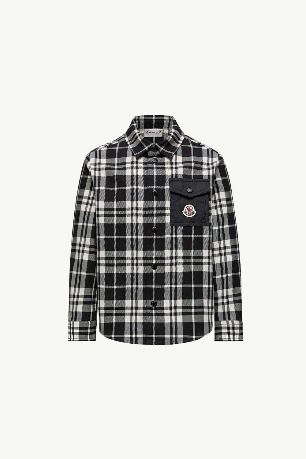 Checked Cotton Shirt with Pocket Boy Black & White Moncler 0