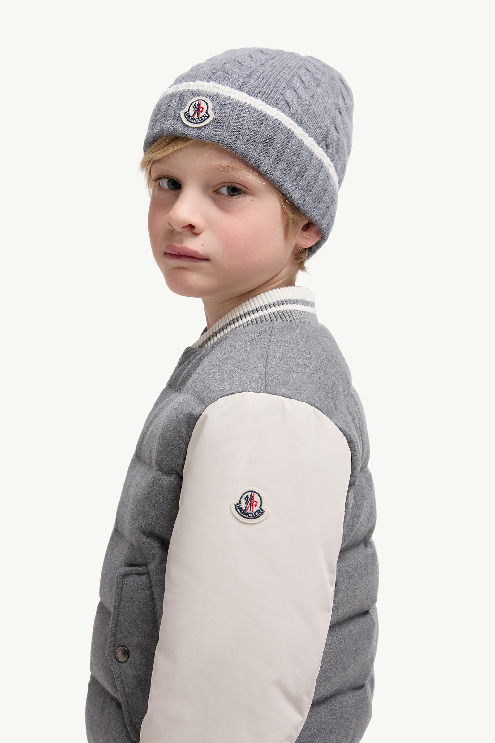 Stripe-Trimmed Wool Beanie Boy Gray Moncler 1