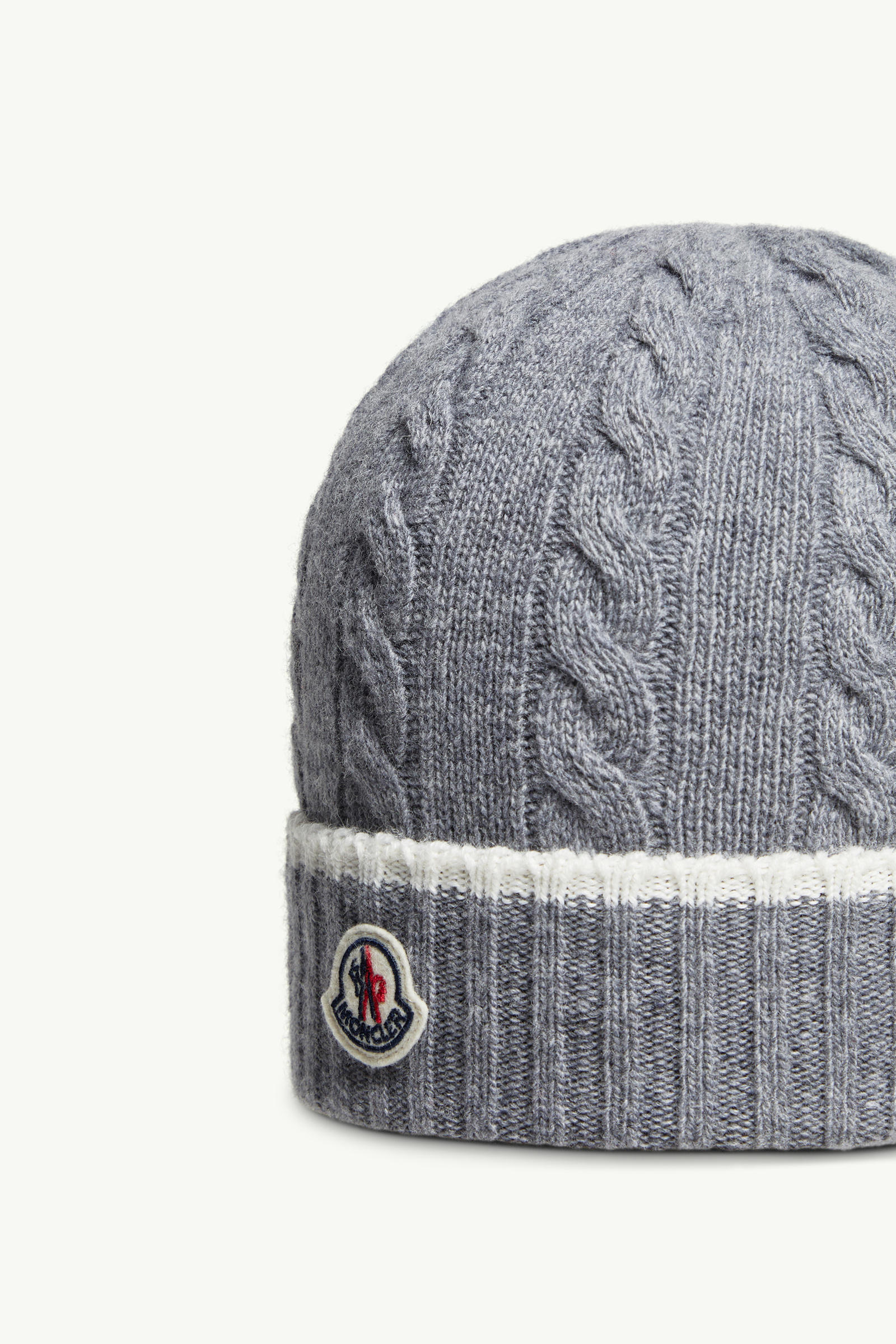 Stripe-Trimmed Wool Beanie Boy Gray Moncler 2