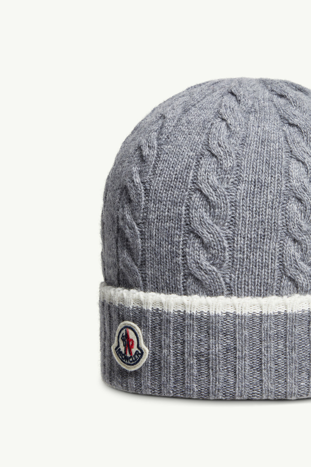 Stripe-Trimmed Wool Beanie Boy Grey Moncler 2