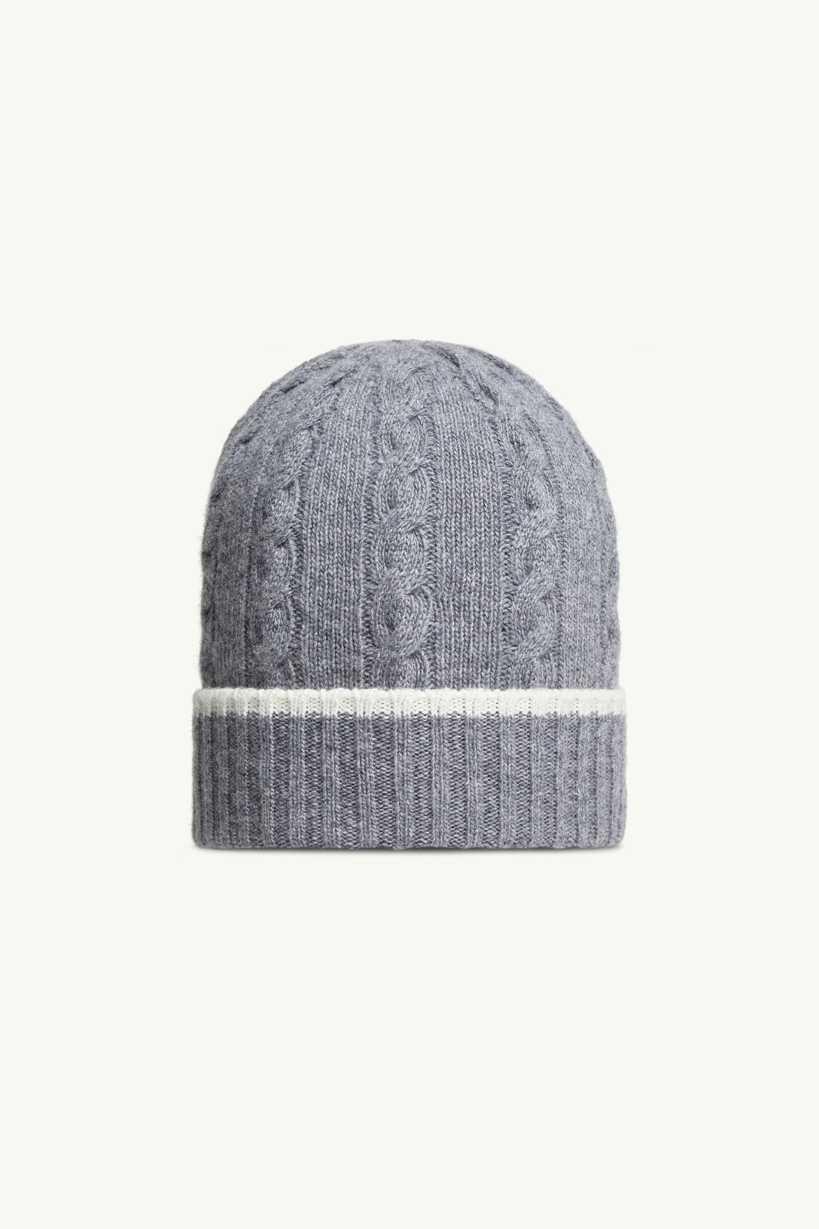 Gray Stripe-Trimmed Wool Beanie - Accessories & Shoes for