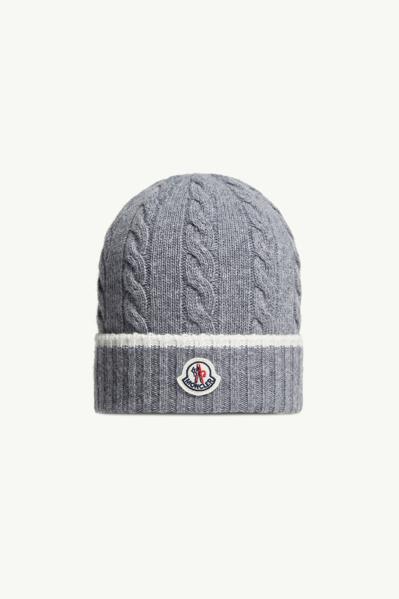 Stripe-Trimmed Wool Beanie Boy Grey Moncler 0