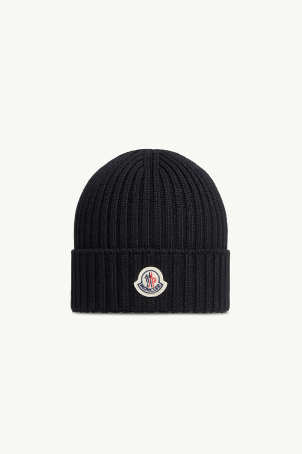 Wool Beanie Gender Neutral Black Moncler 0