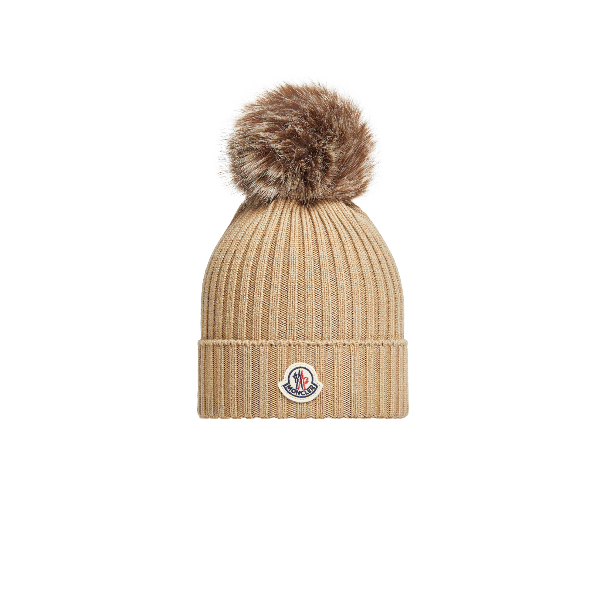 Moncler  Wool Beanie With Pom Pom for Girls in Beige, Size: M