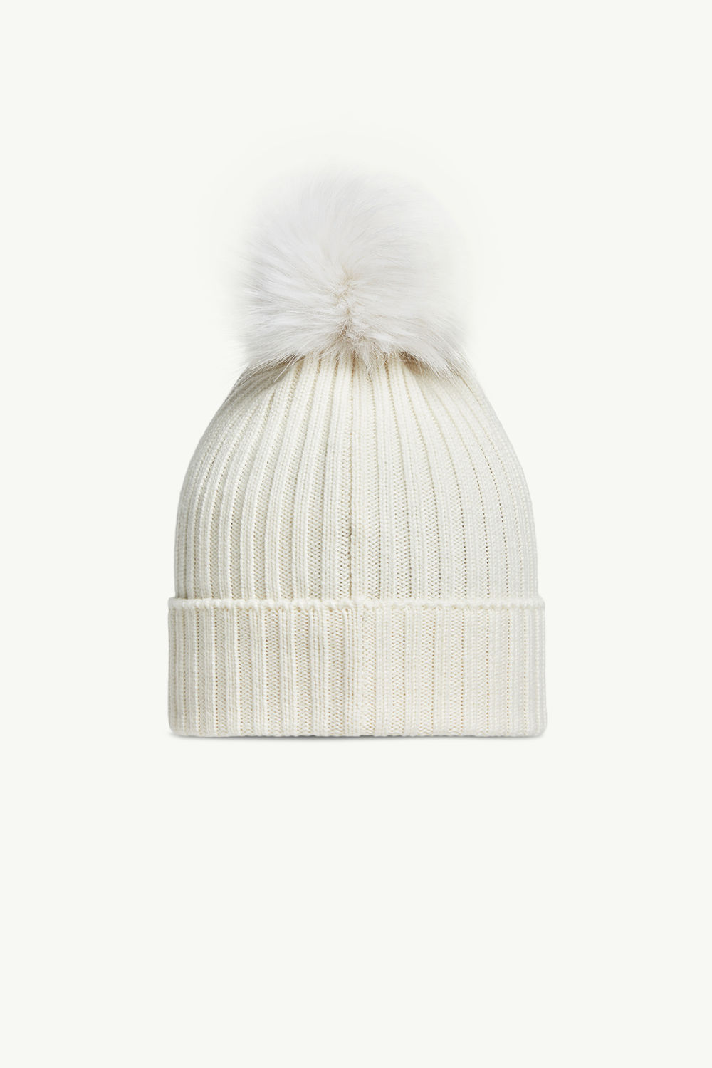 Bonnet en laine avec pompon en matière synthétique Fille Blanc Moncler 2