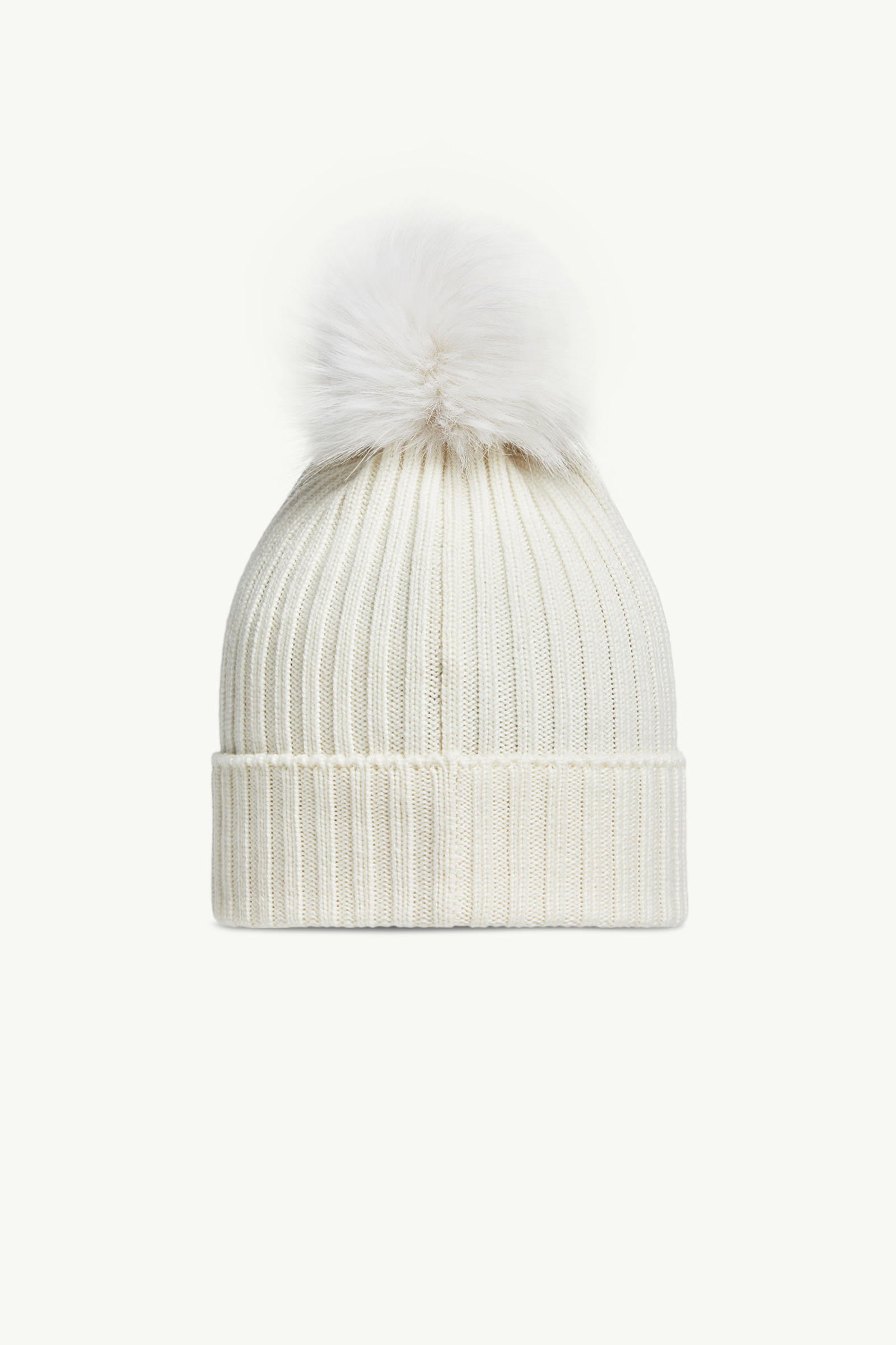 Wool Beanie with Pom Pom Girl White Moncler 2
