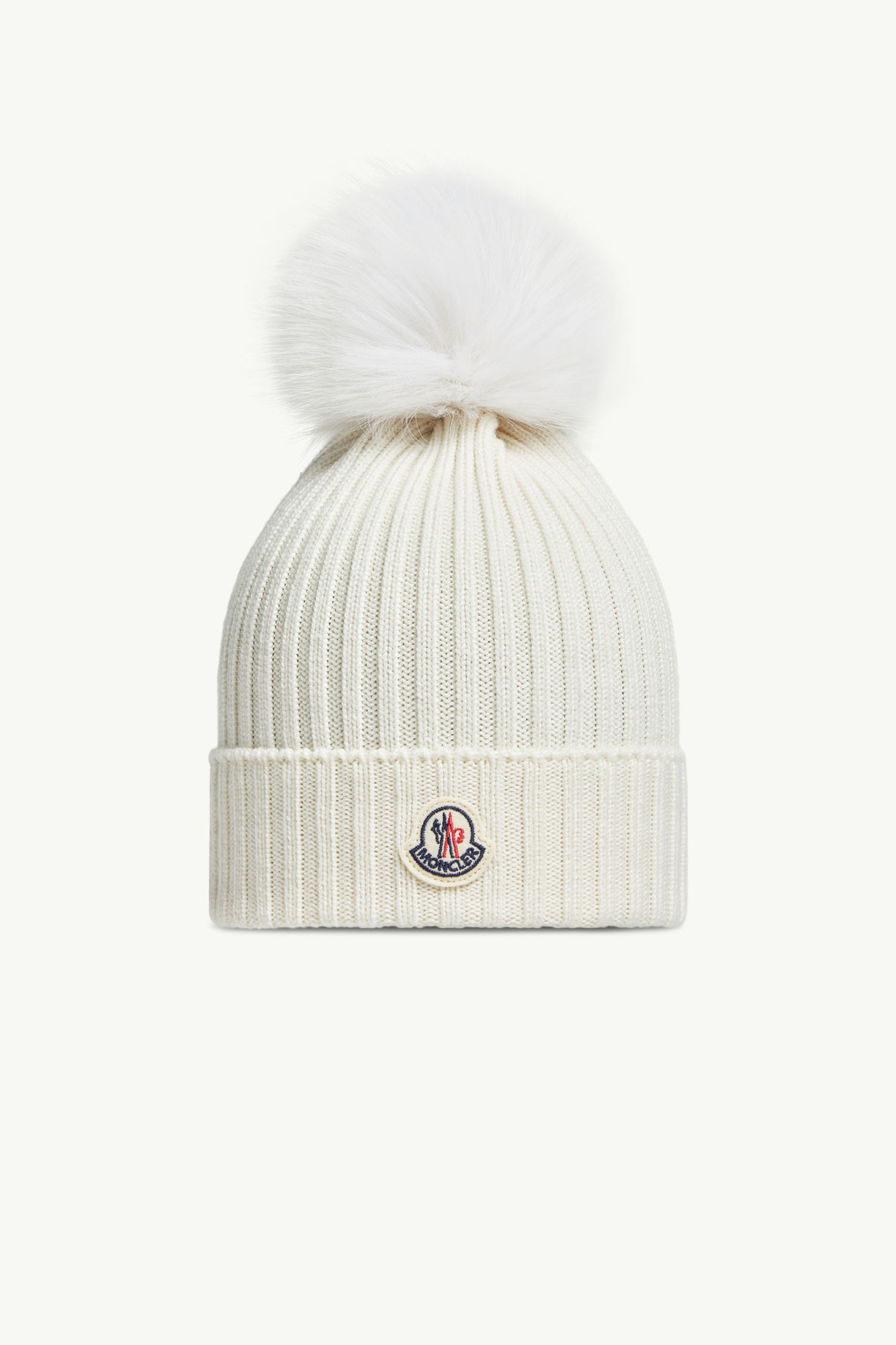 합성 소재 폼폼 울 비니 키즈 여아 화이트 Moncler 0
