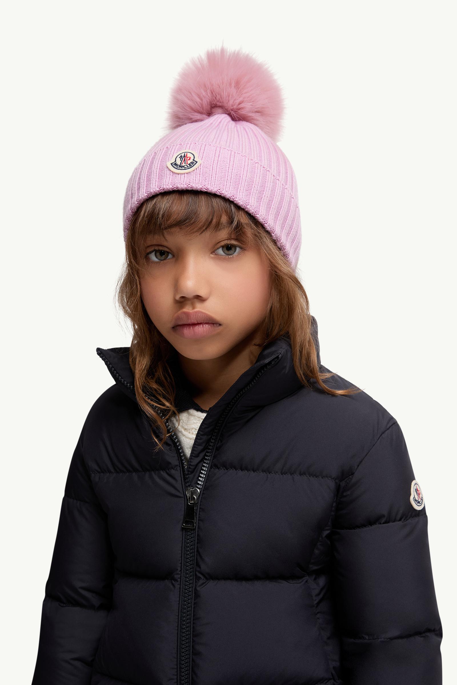 Wool Beanie with Pom Pom Girl Light Pink Moncler 1