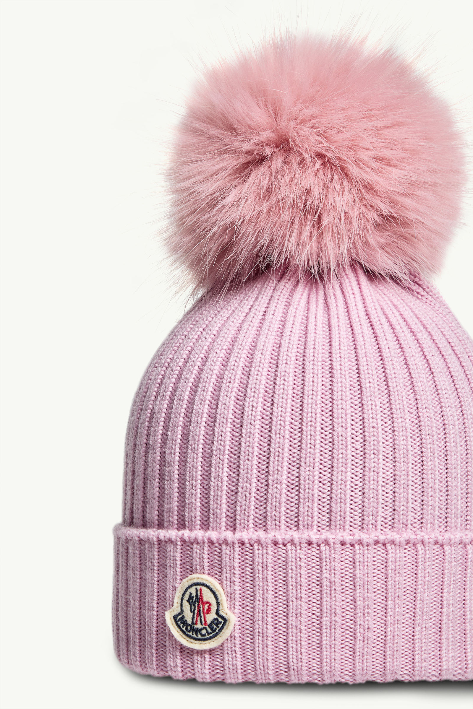 Wool Beanie with Pom Pom Girl Light Pink Moncler 2