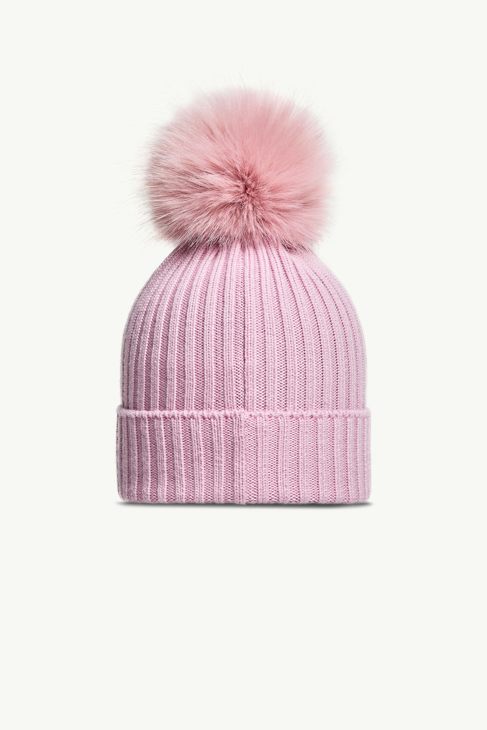 Bonnet en laine avec pompon en matière synthétique Fille Rose Clair Moncler 3