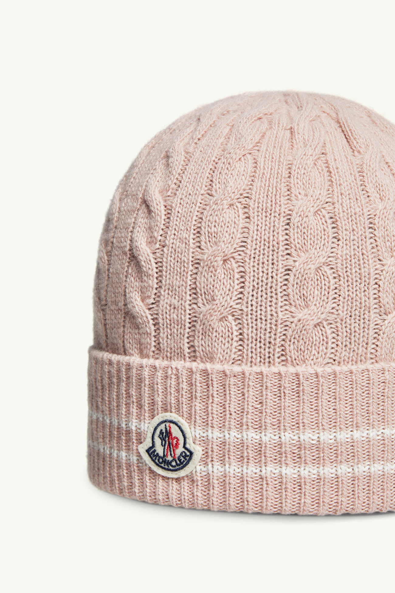 條紋飾邊羊毛冷帽 女童 粉紅色 Moncler 2