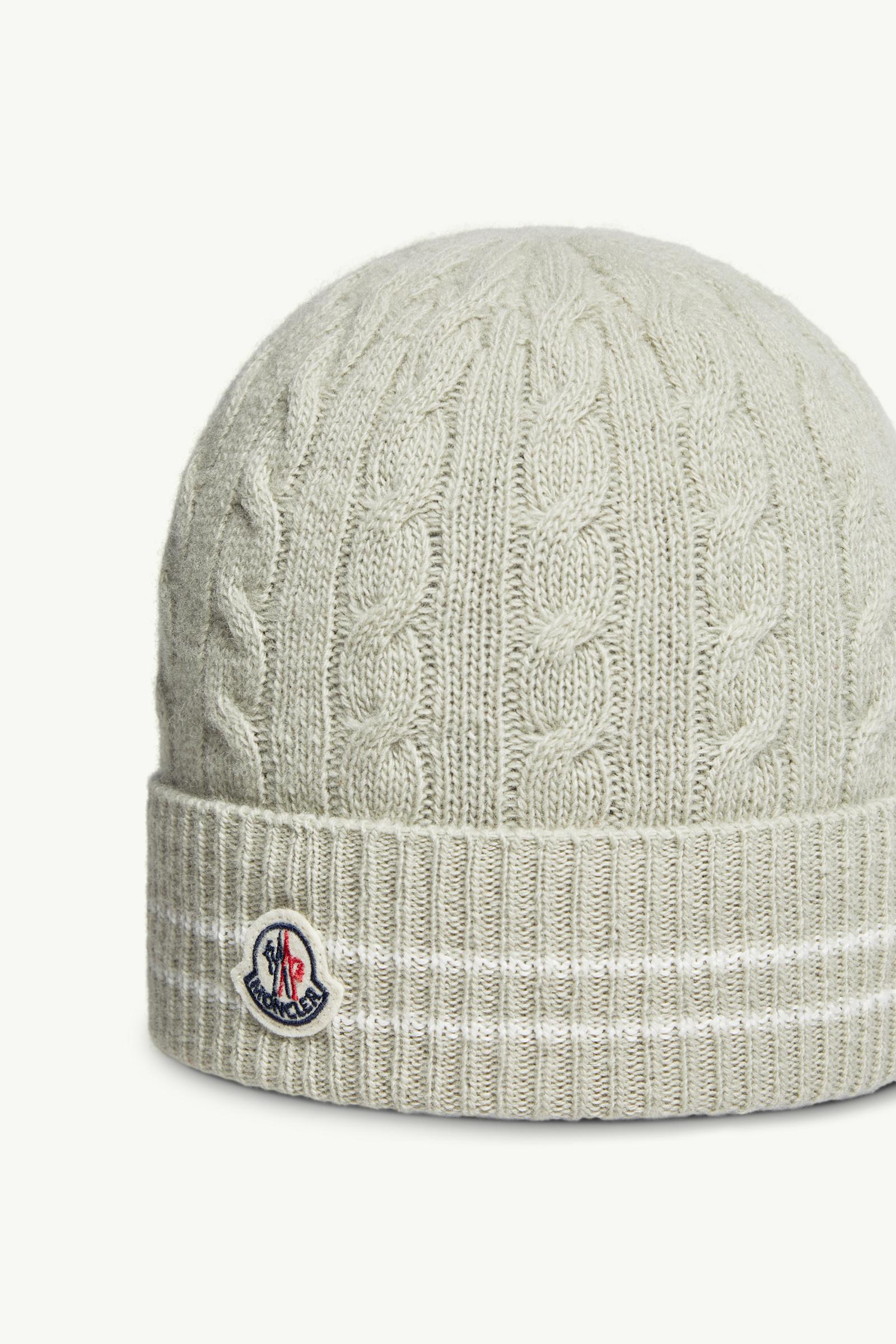 Stripe-Trimmed Wool Beanie Girl Light Green Moncler 1