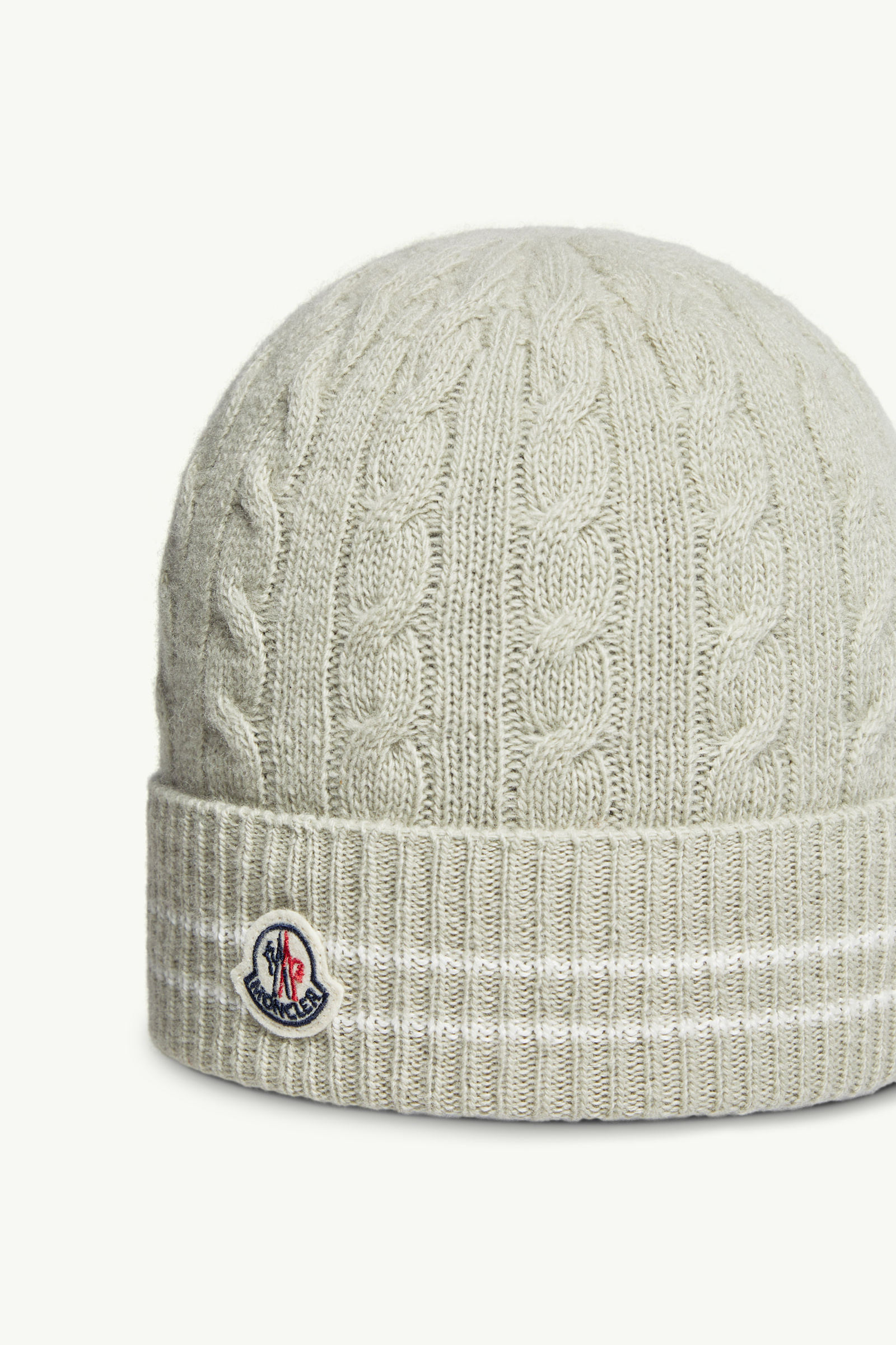 Stripe-Trimmed Wool Beanie Girl Light Green Moncler 1