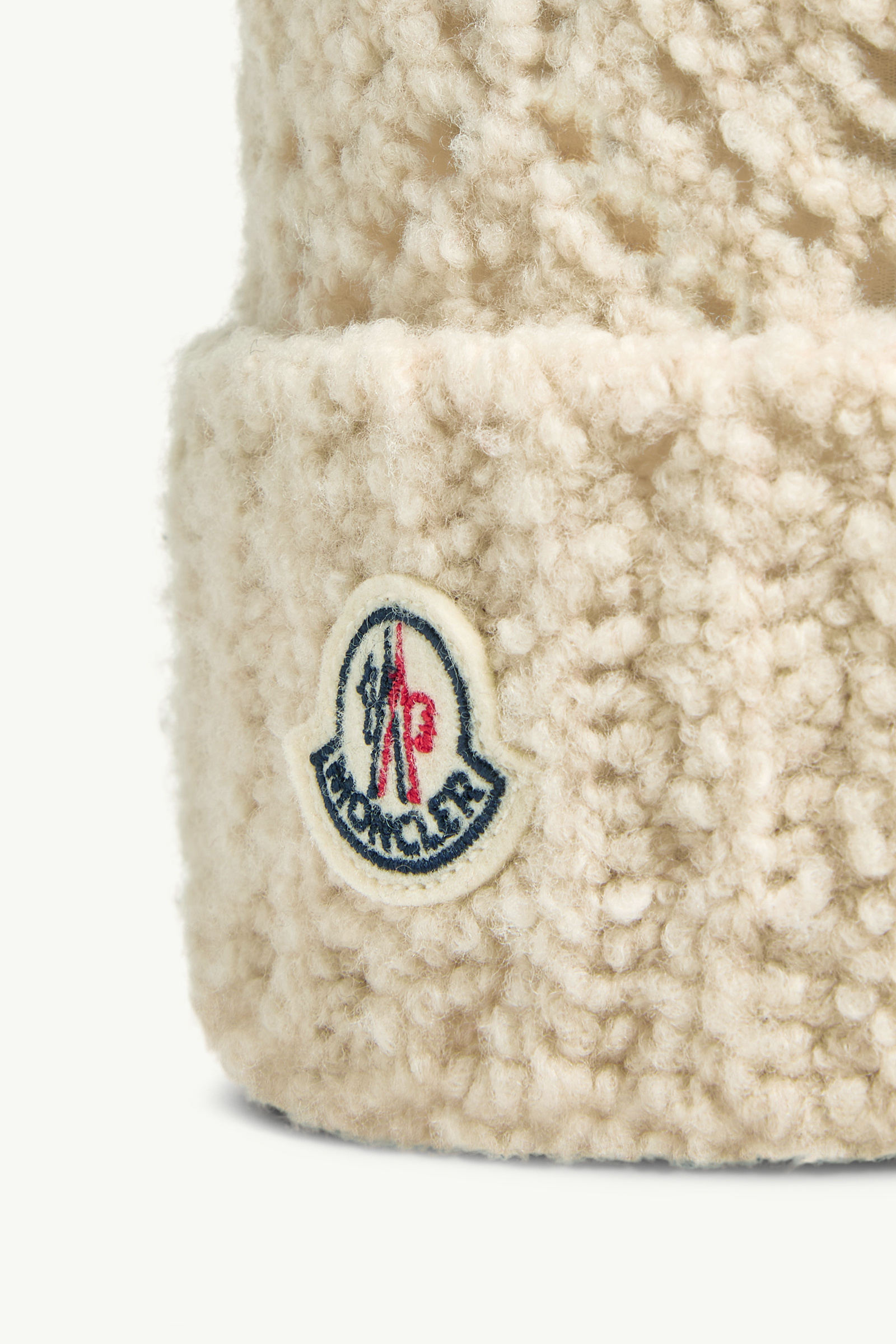 Wool Blend Beanie with Pom Pom Girl Light Beige Moncler 2