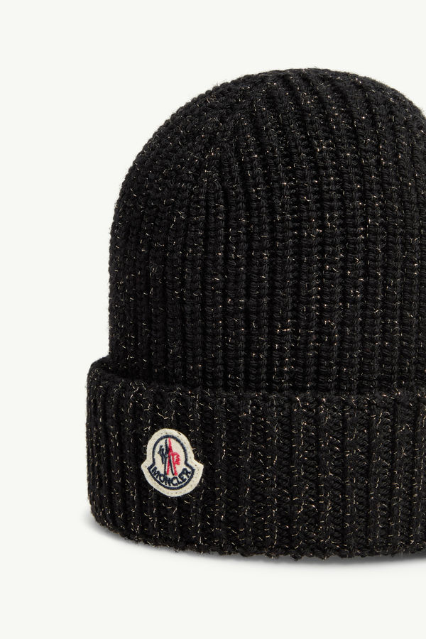 Metallic Wool Beanie Girl Black Moncler 2