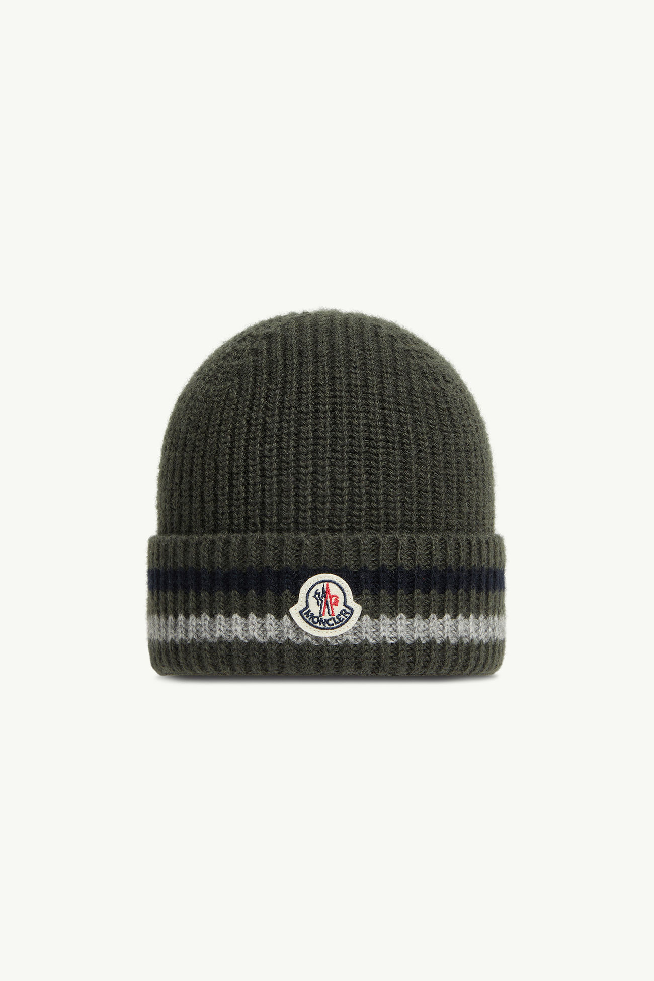 Berretto in lana a righe Bambino Verde Scuro Moncler 0