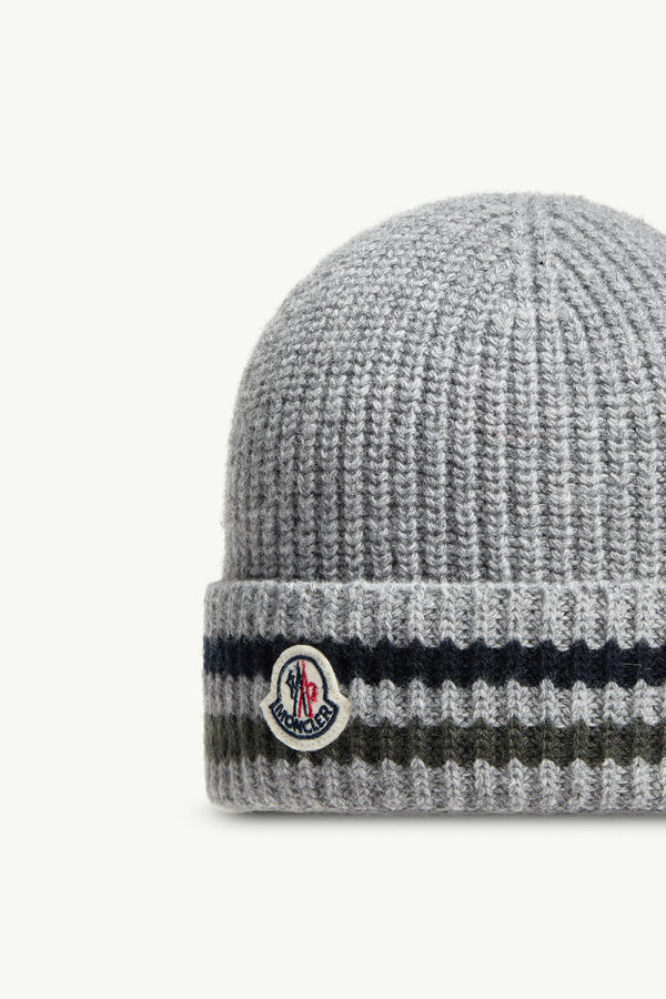 Gestreifte Mütze aus Wolle Jungen Grau Moncler 2