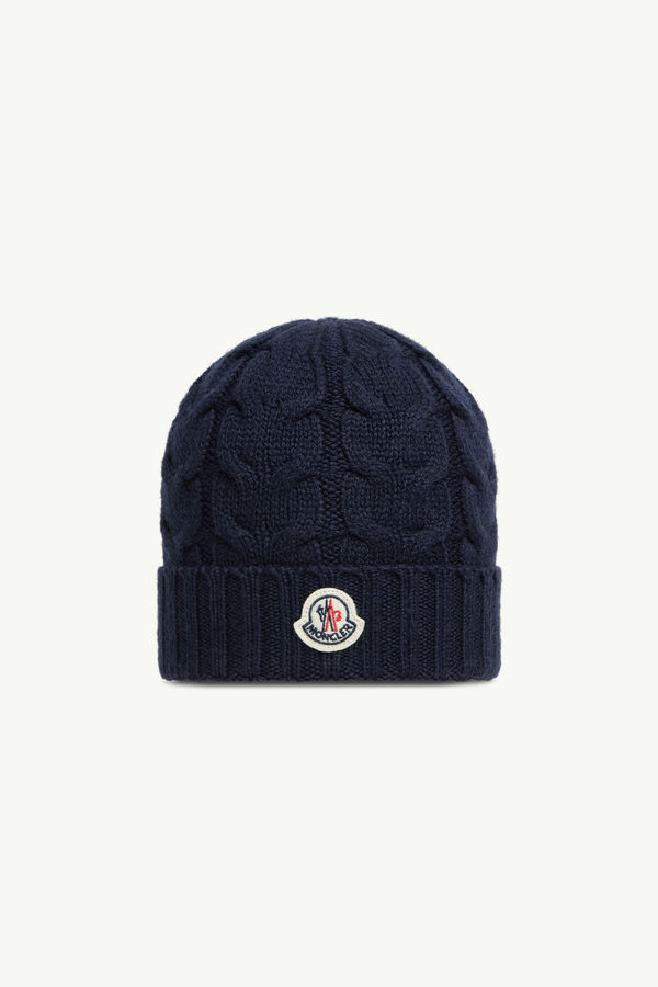 Wool Beanie Boy Night Blue Moncler 0