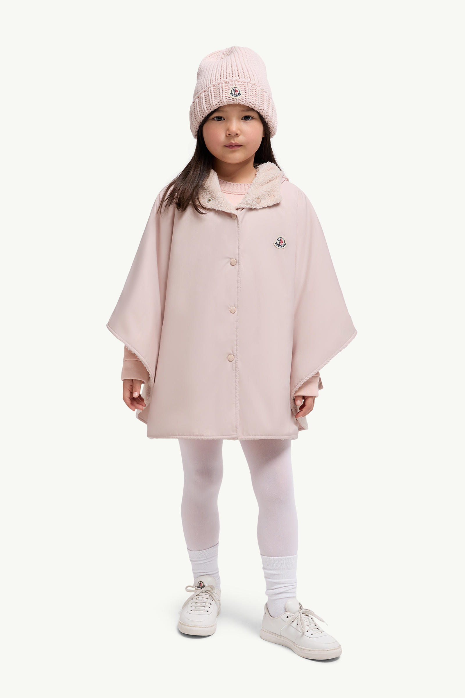 Reversible Hooded Teddy Cape Girl Pink Moncler 0
