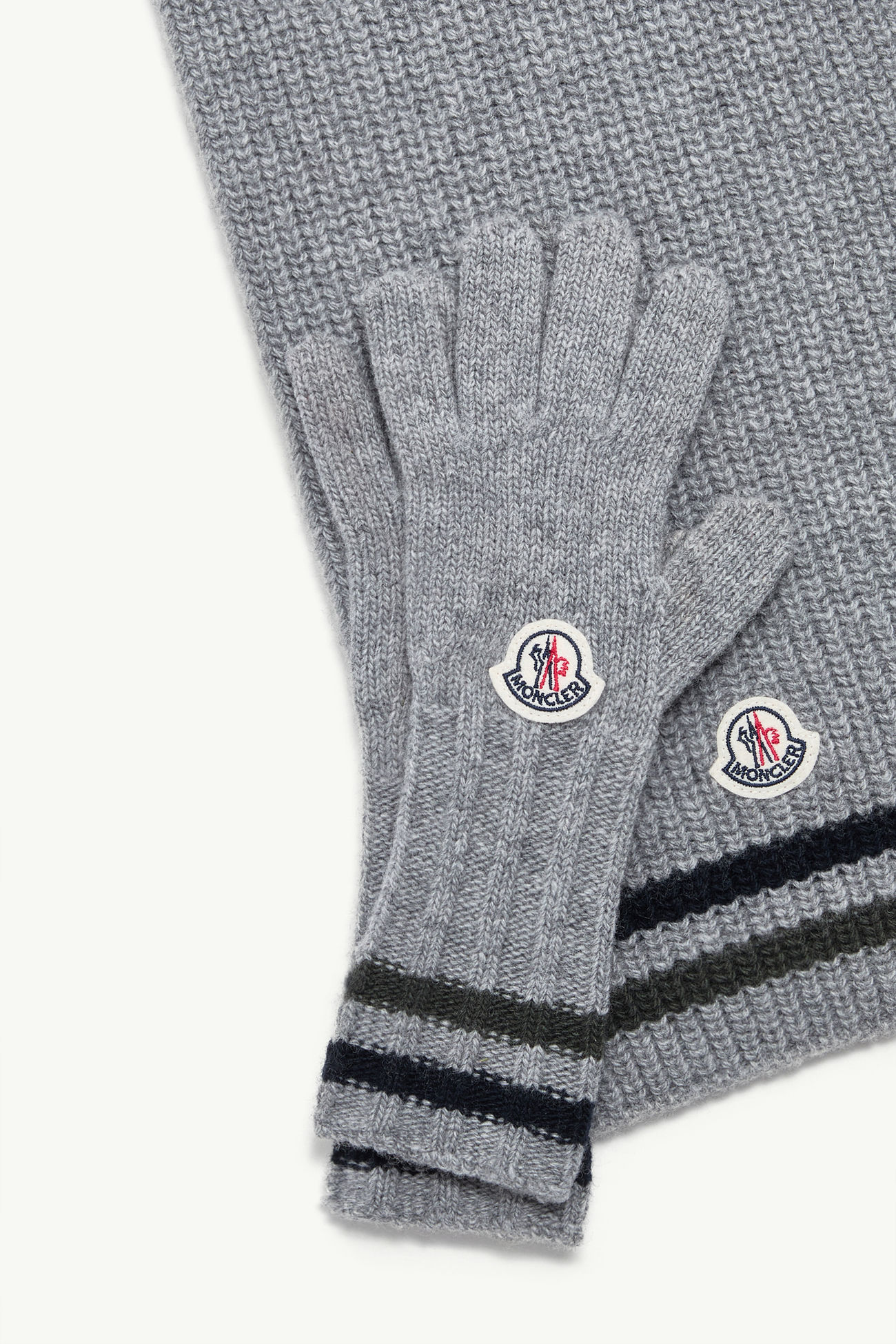 Gestreiftes Set aus Wolle Jungen Grau Moncler 2