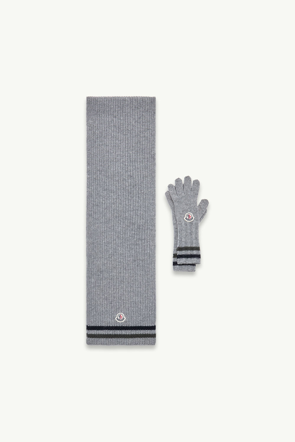 Striped Wool Set Boy Gray Moncler 0