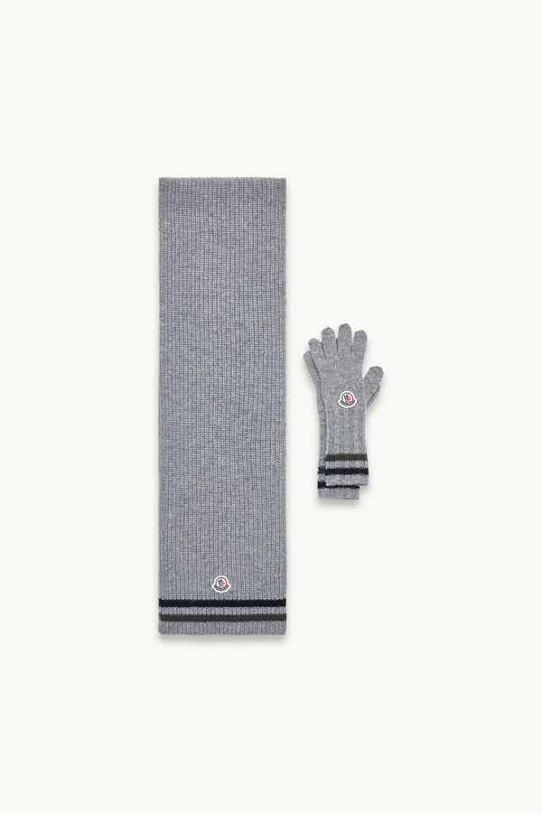 Striped Wool Set Boy Gray Moncler 0