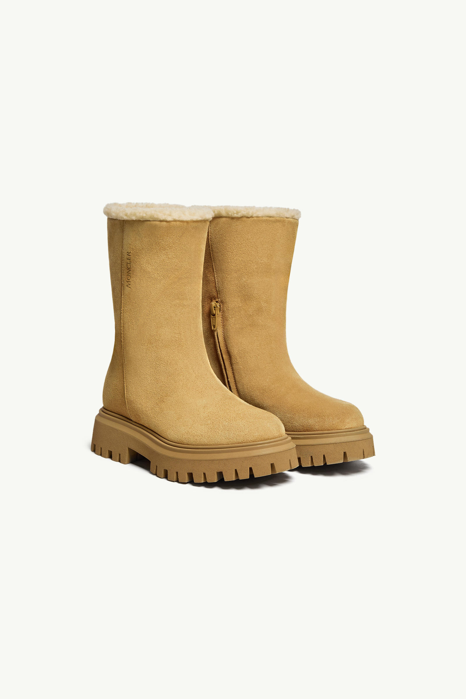 Stivaletti in Pelle Scamosciata Petit Aurea Gender Neutral Beige Cammello Moncler 5