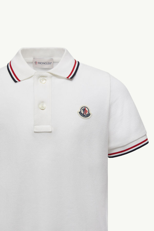 Dreifarbig abgesetztes Poloshirt aus Baumwollpiqué Jungen Weiß Moncler 1