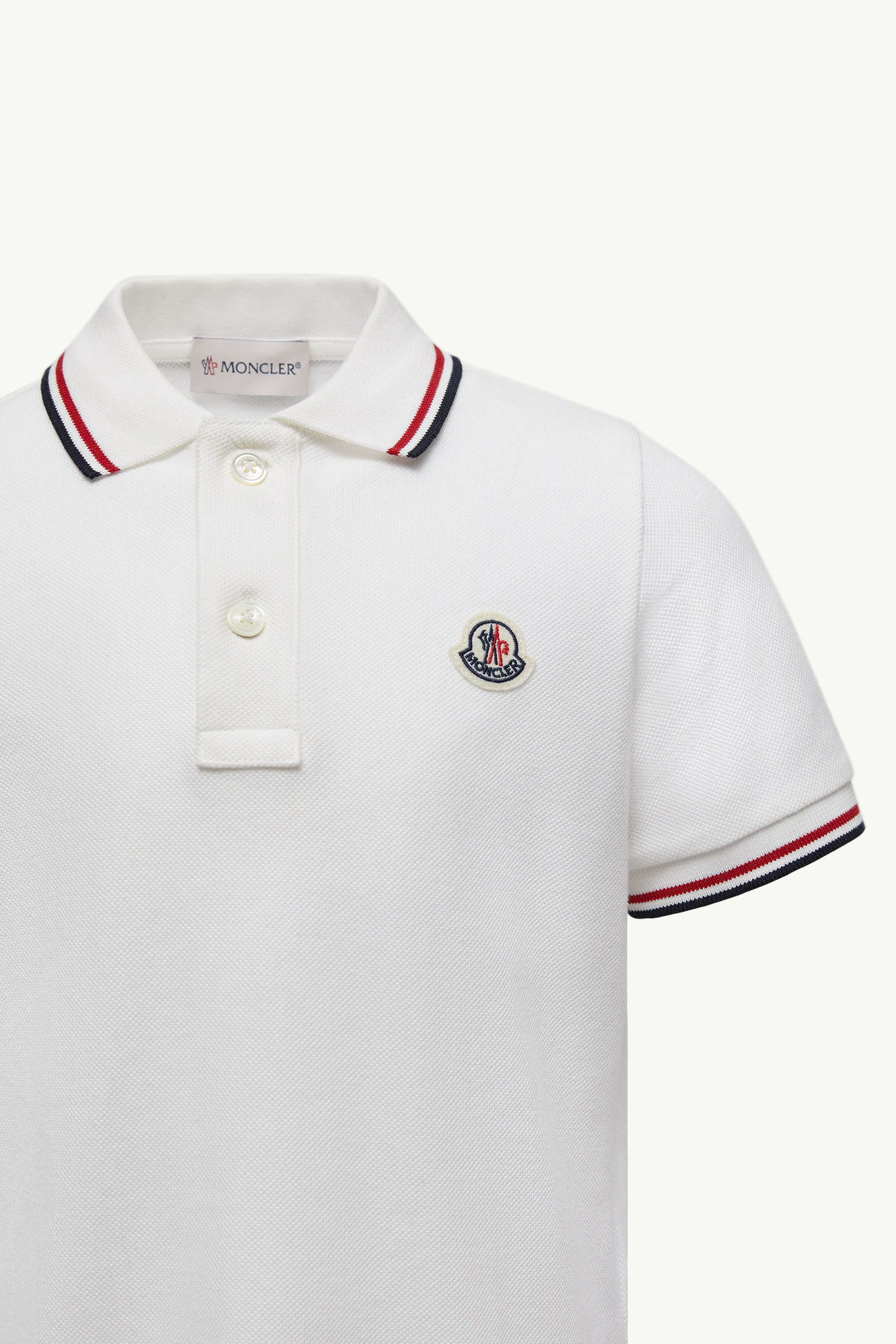 Tricolor-Trimmed Cotton Piquet Polo Shirt Boy White Moncler 1