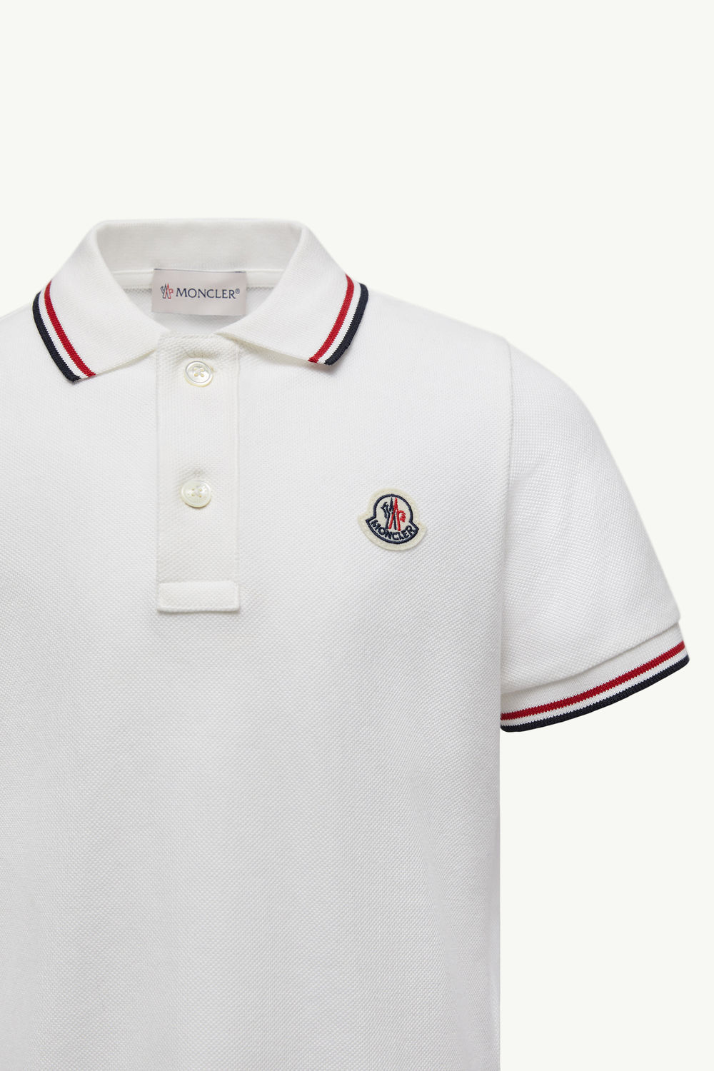 Tricolour-Trimmed Cotton Piquet Polo Shirt Boy White Moncler 1