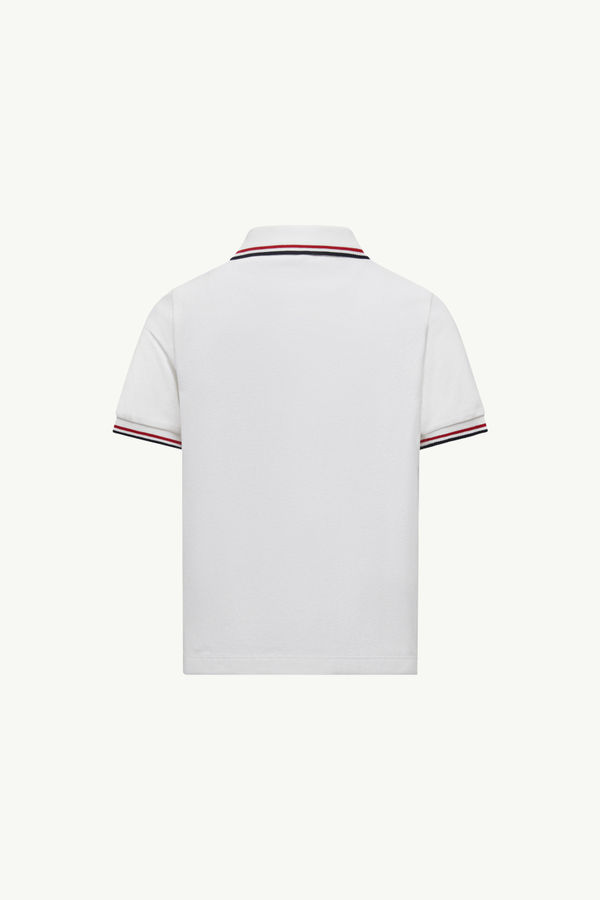 Dreifarbig abgesetztes Poloshirt aus Baumwollpiqué Jungen Weiß Moncler 2