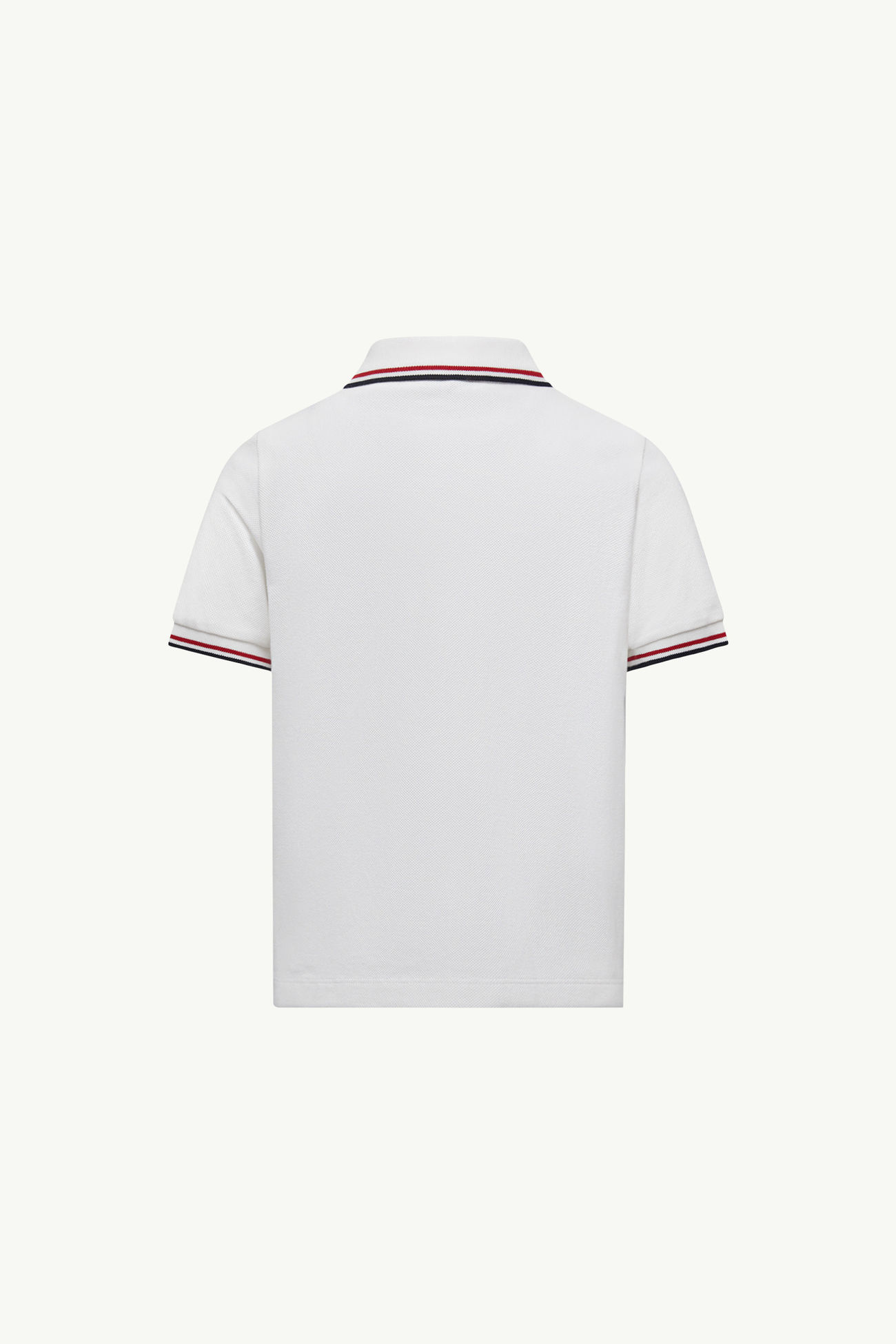 Polo in cotone piquet con finiture tricolore Bambino Bianco Moncler 2