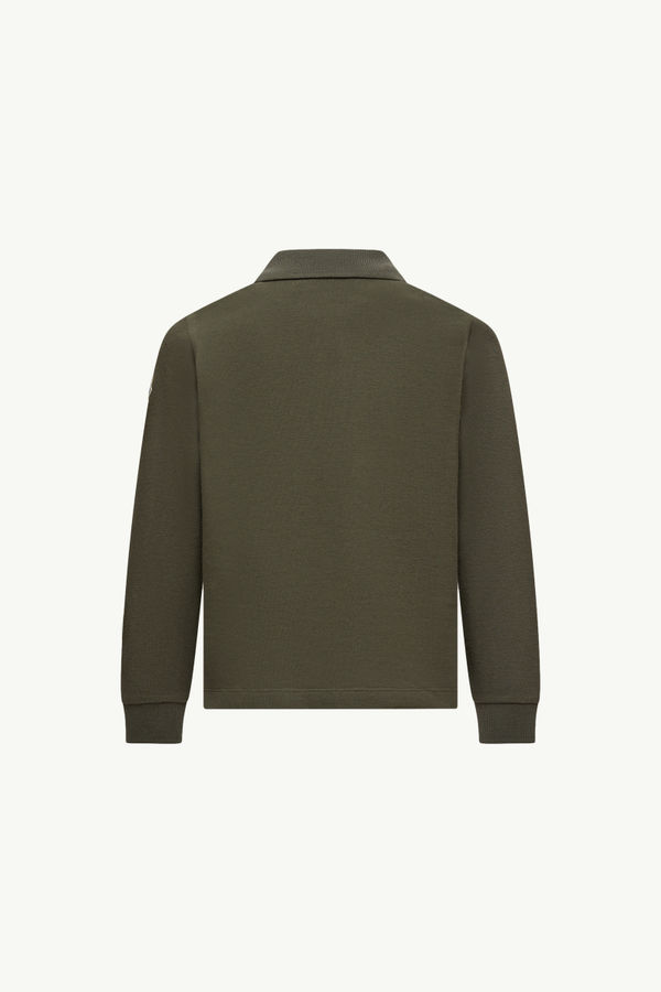 Langärmeliges Poloshirt aus Baumwollpiqué Jungen Olivgrün Moncler 2