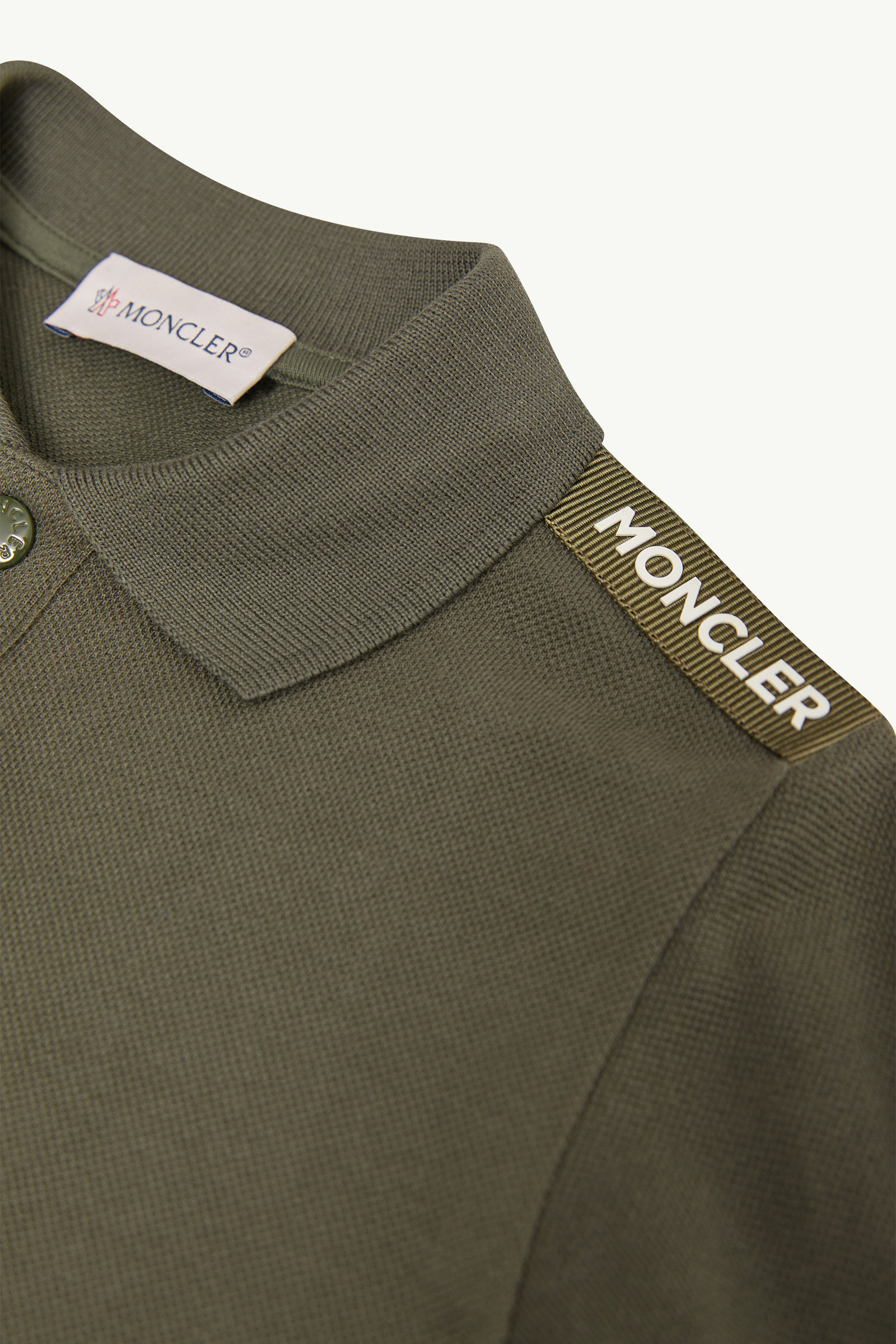 儿童棉质珠地长袖Polo衫 男童 橄榄绿 Moncler 3